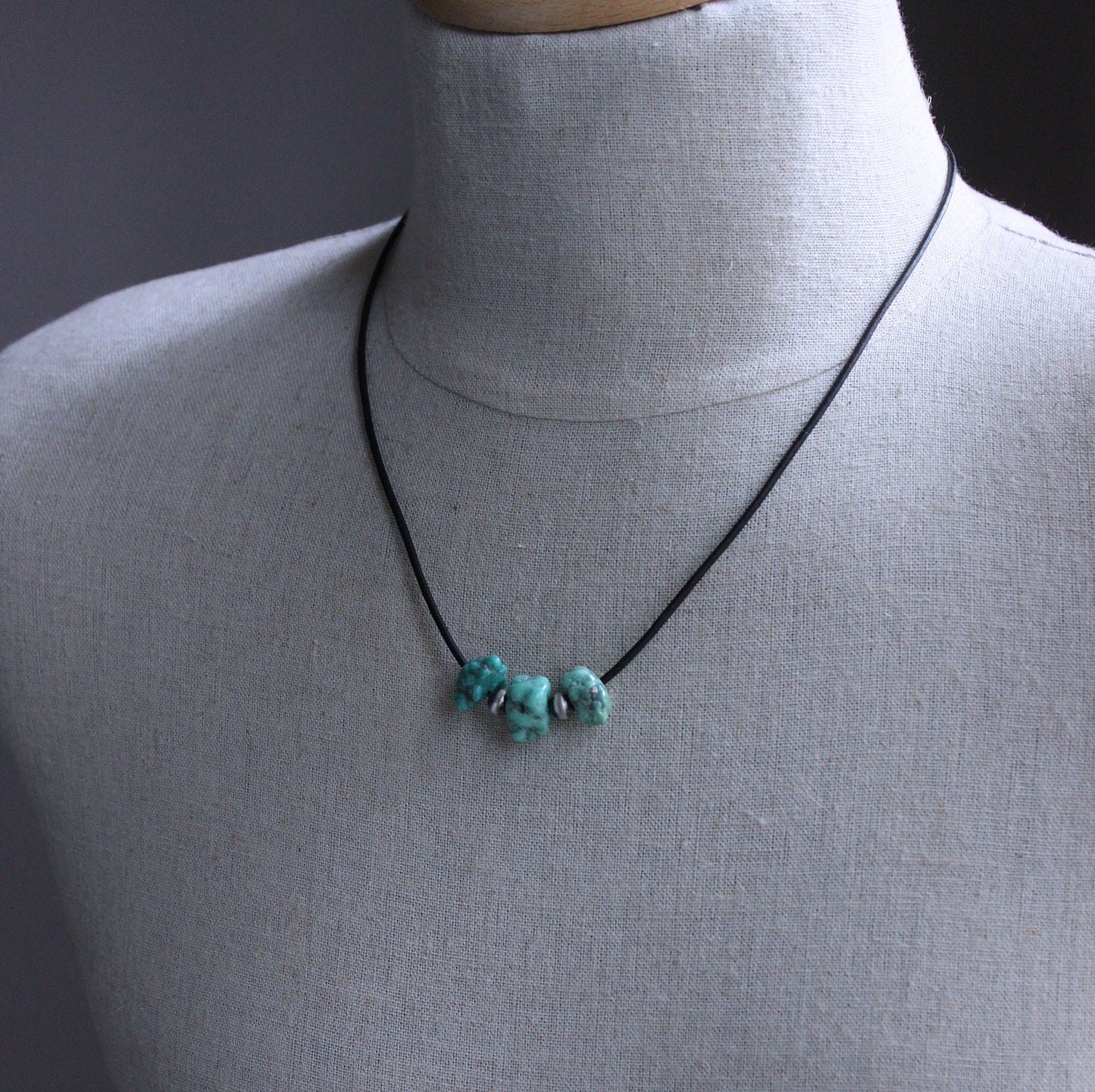 Campitos Turquoise Nuggets on Leather Cord, No. 4