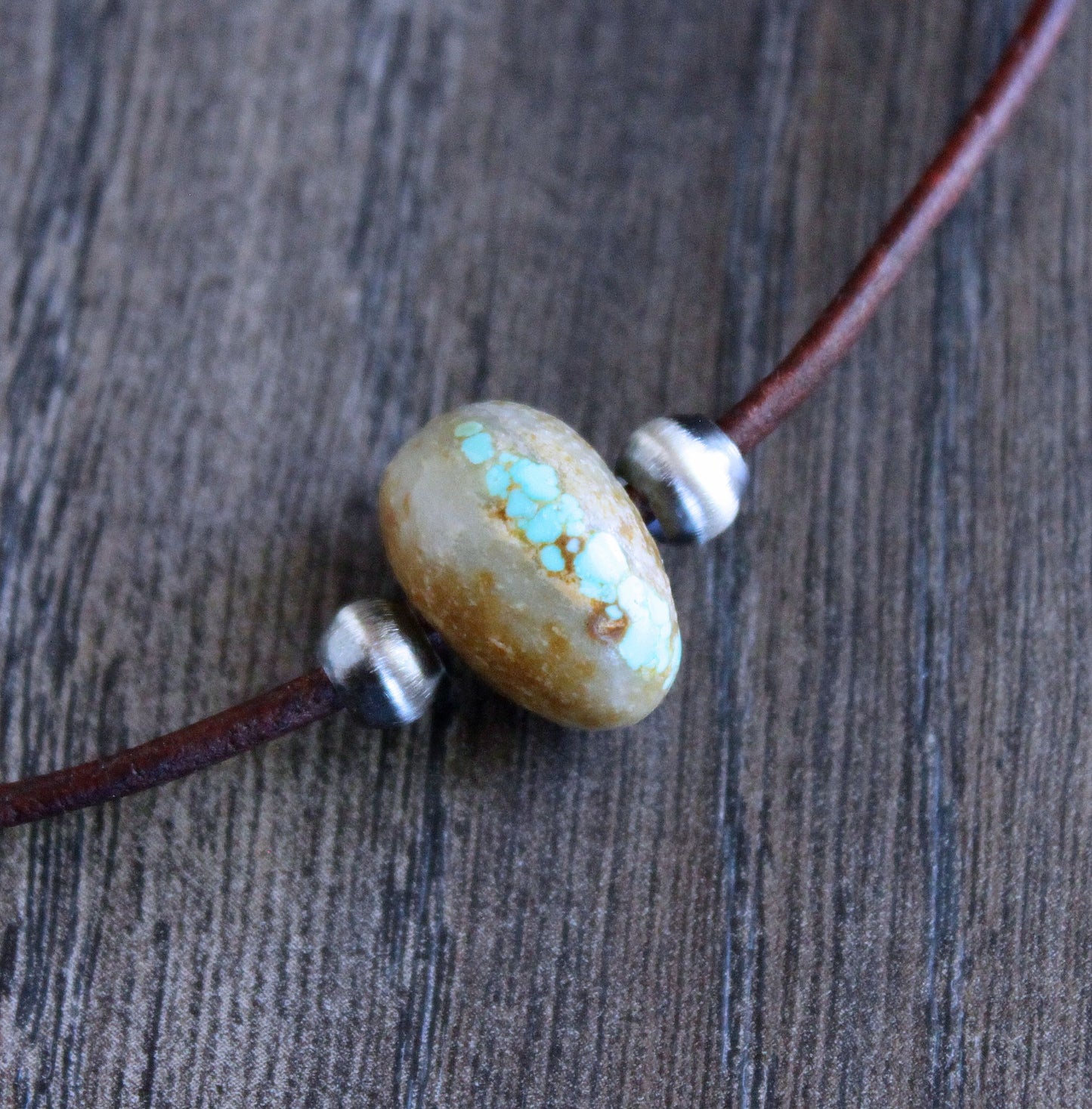 large turquoise bead leather necklace