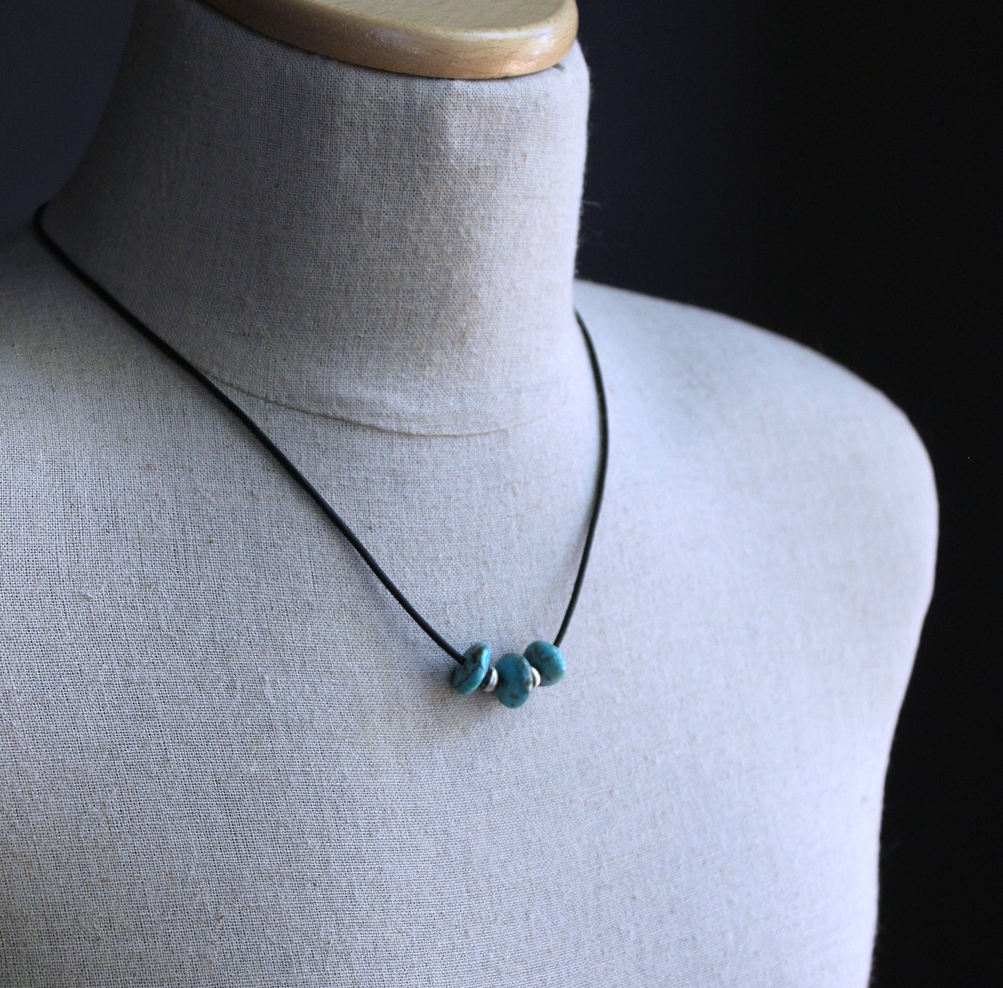 extra large turquoise beads on leather cord