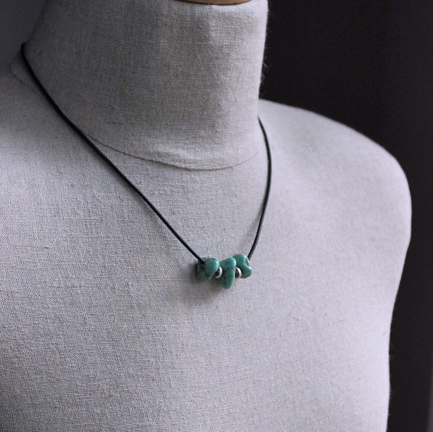 men's large turquoise silver bead necklace