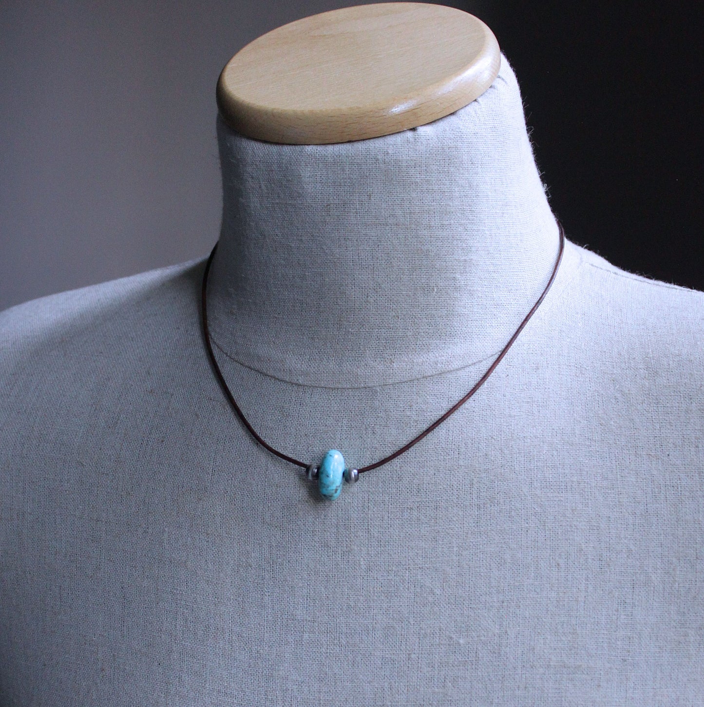 Nacozari turquoise bead leather necklace