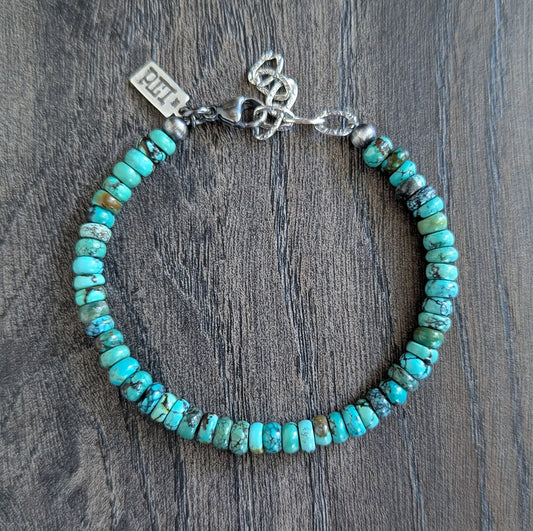 men's 6mm rondelle turquoise bead bracelet