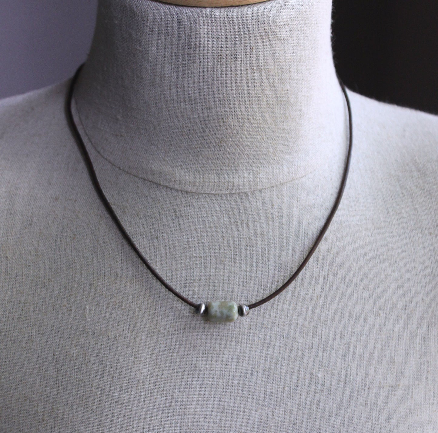 men's leather cord bead necklace