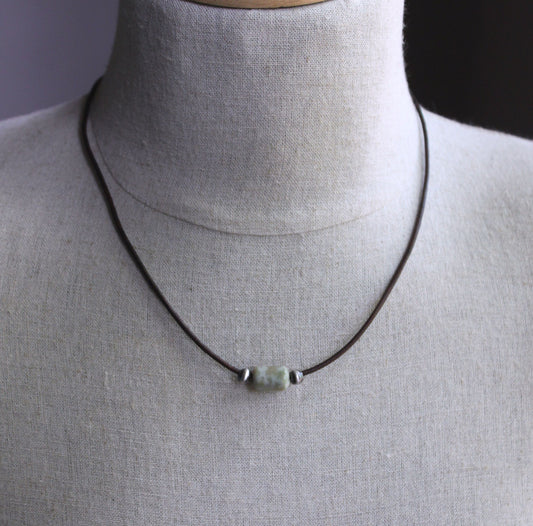 men's leather cord bead necklace