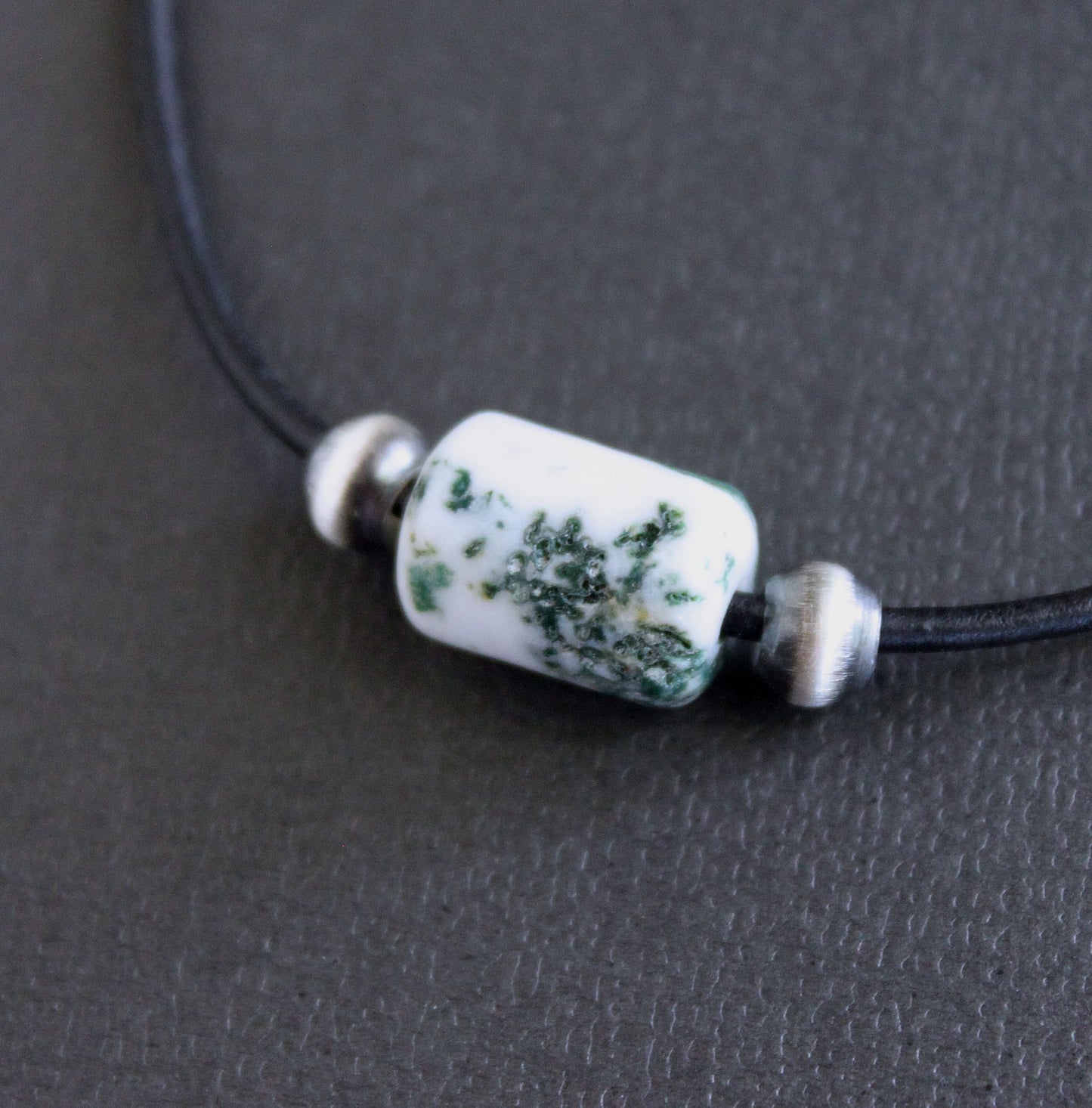 fancy jasper brad leather necklace
