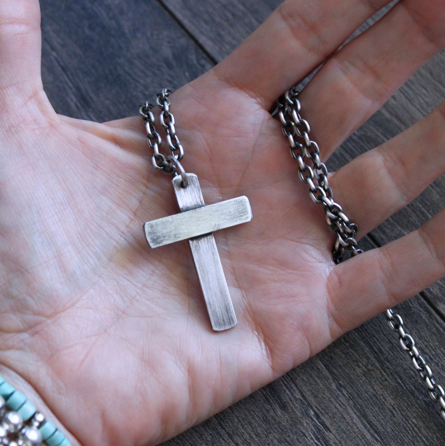 men's large handmade silver cross