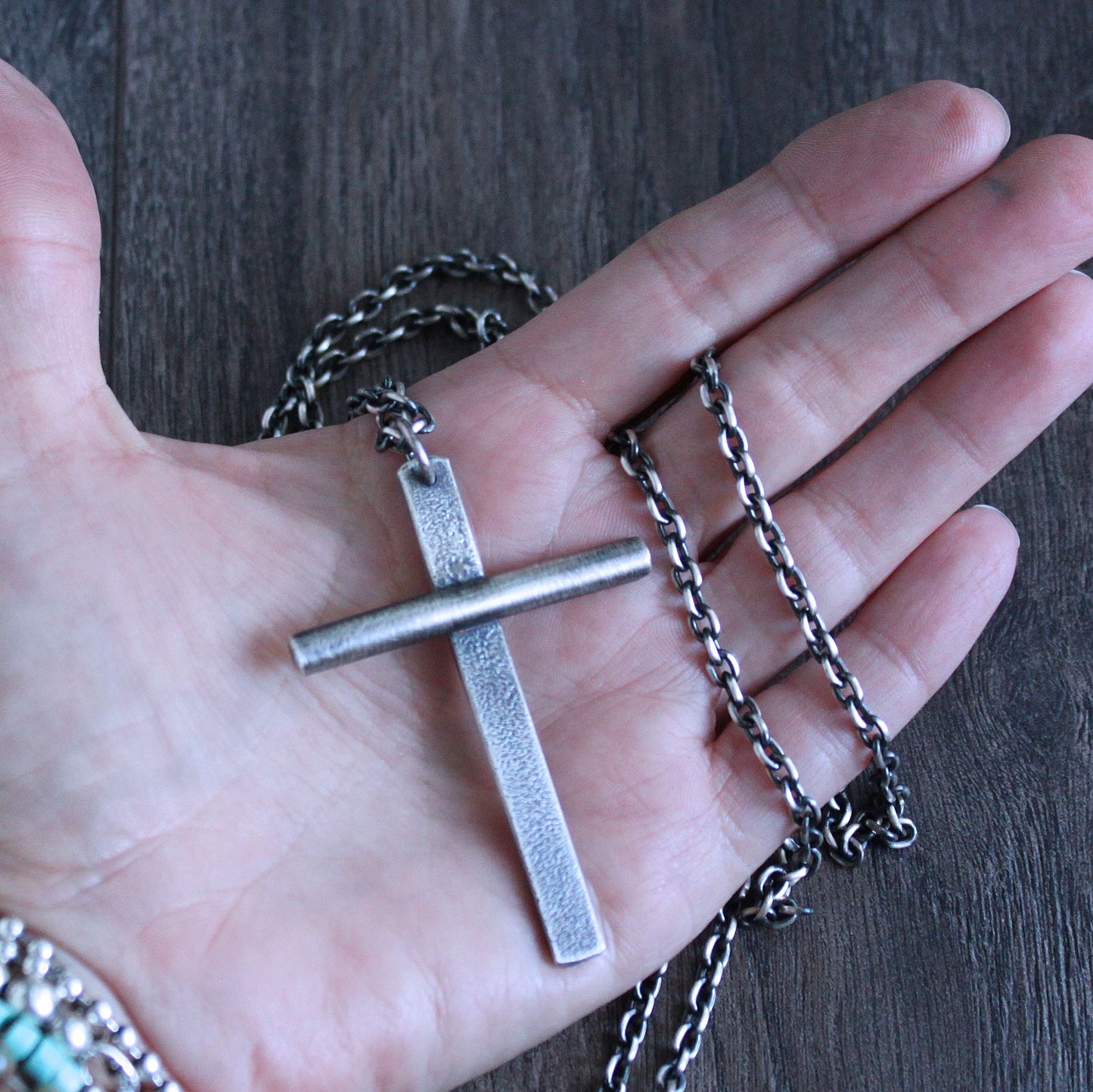 men's large handmade silver cross