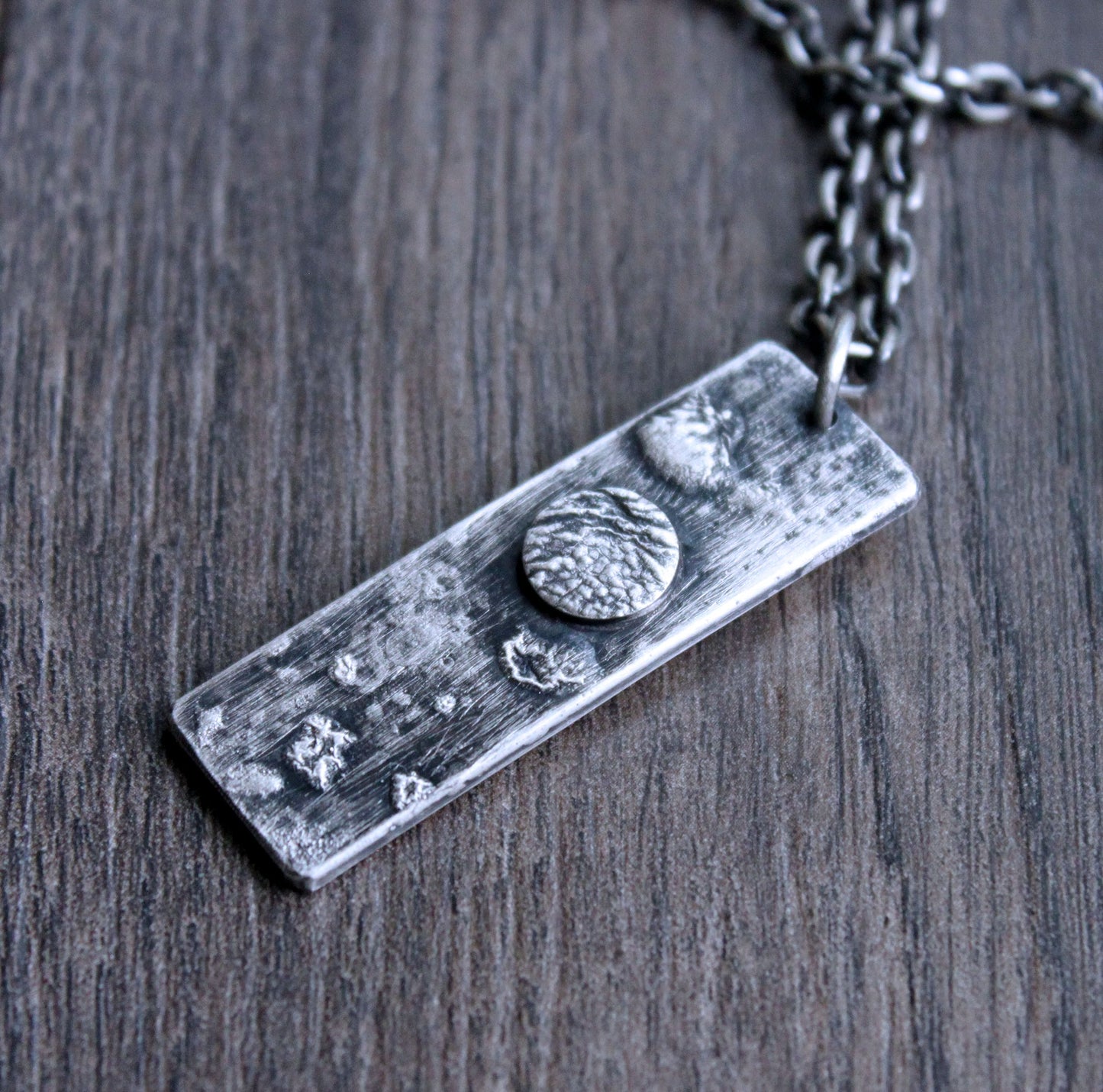 men's rustic handmade heavy silver pendant