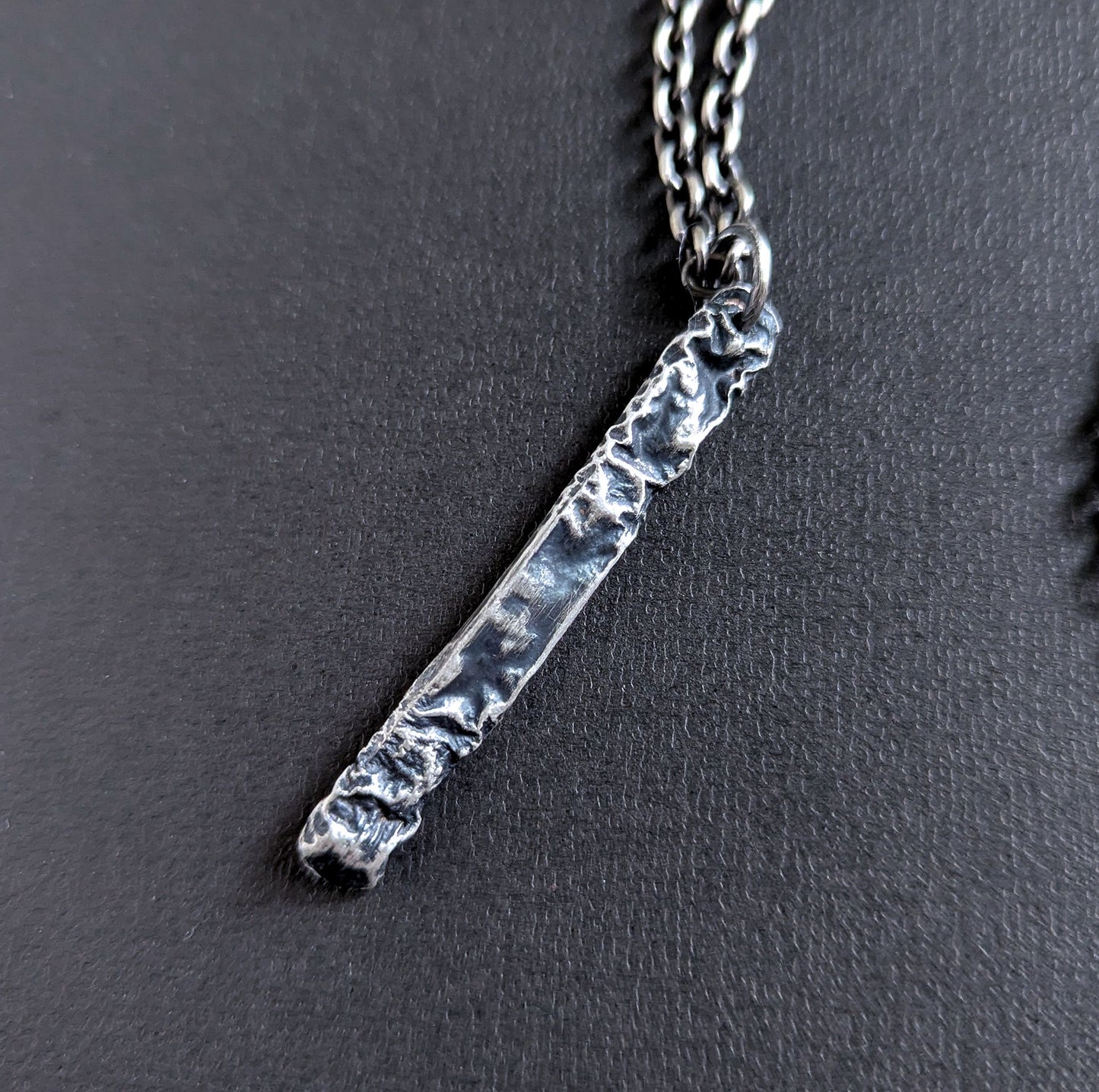men's rugged sterling silver bar pendant necklace