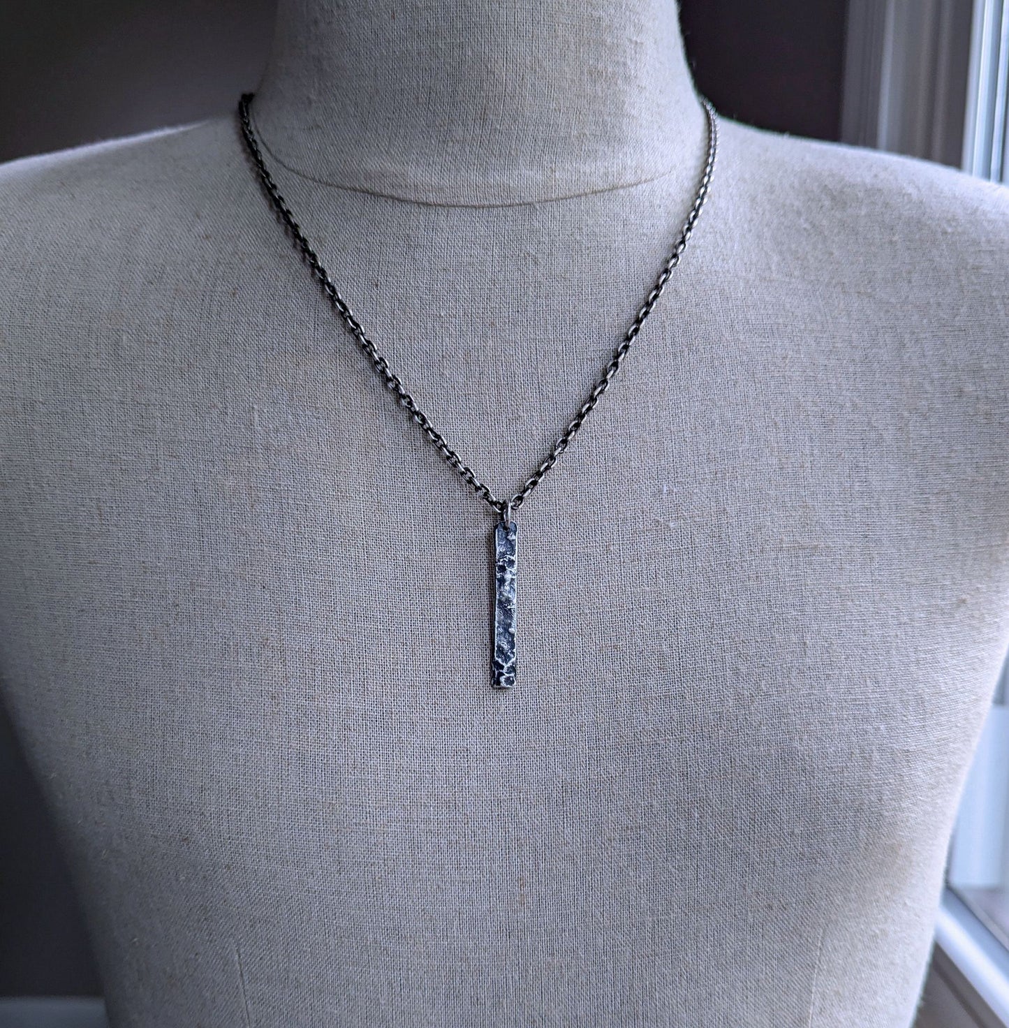 men's narrow sterling silver pendant necklace