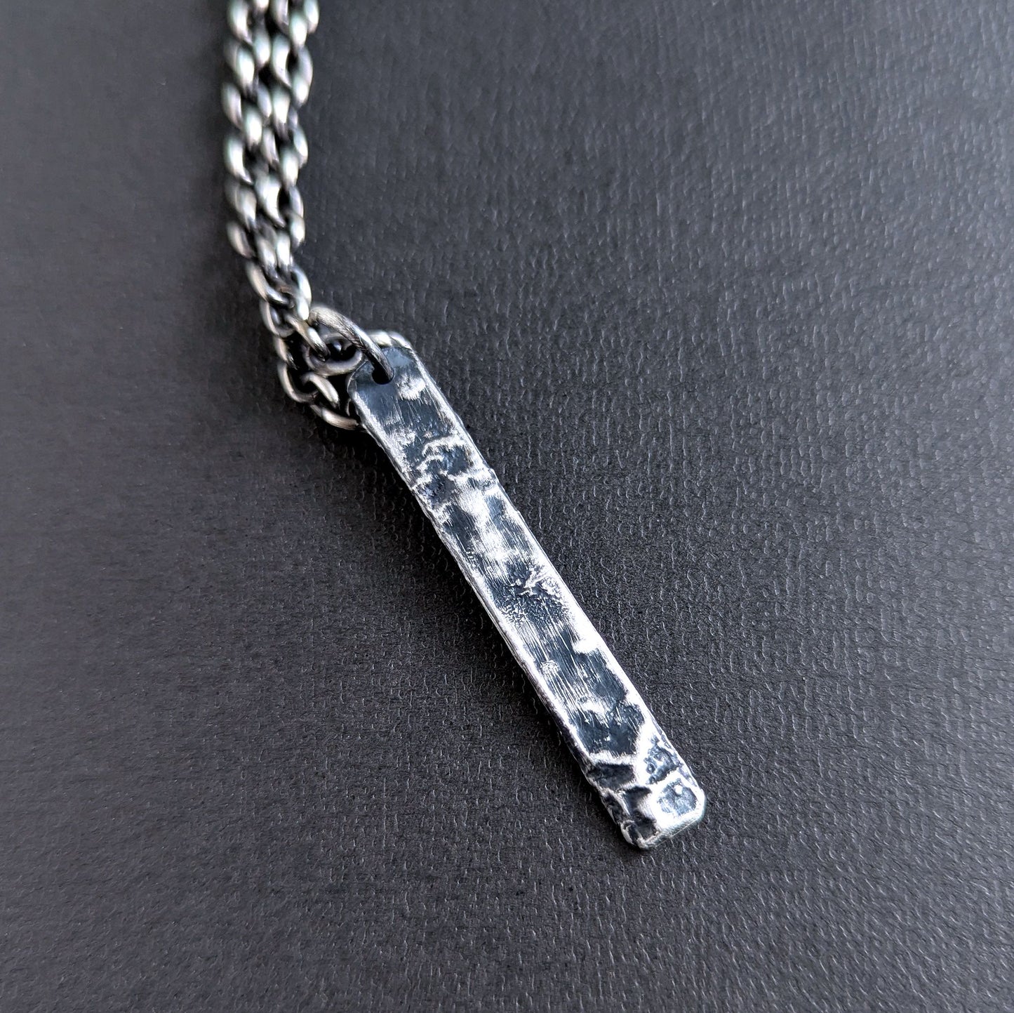 men's rustic sterling silver oxidized pendant necklace