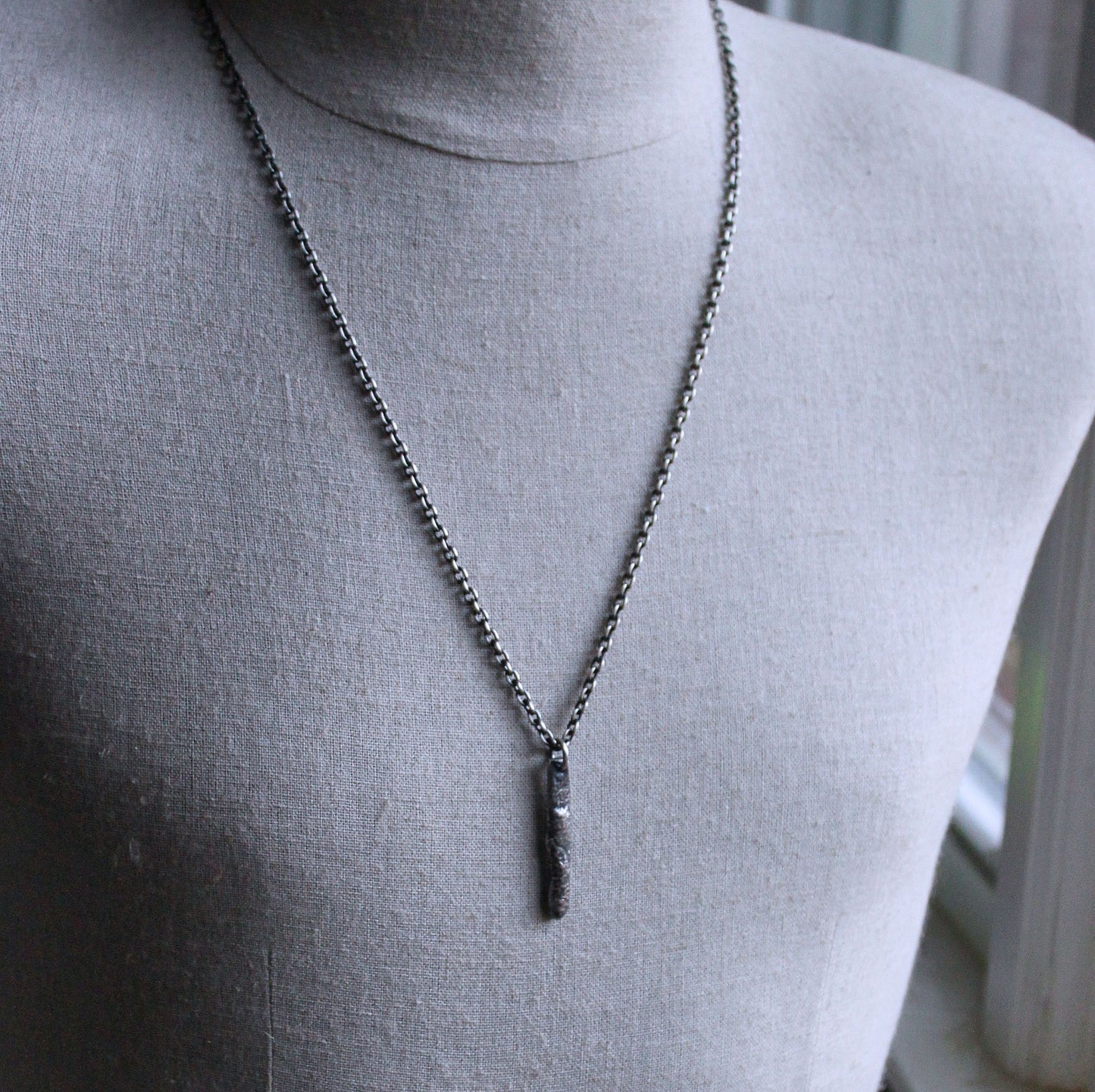 men's long sterling silver pendant