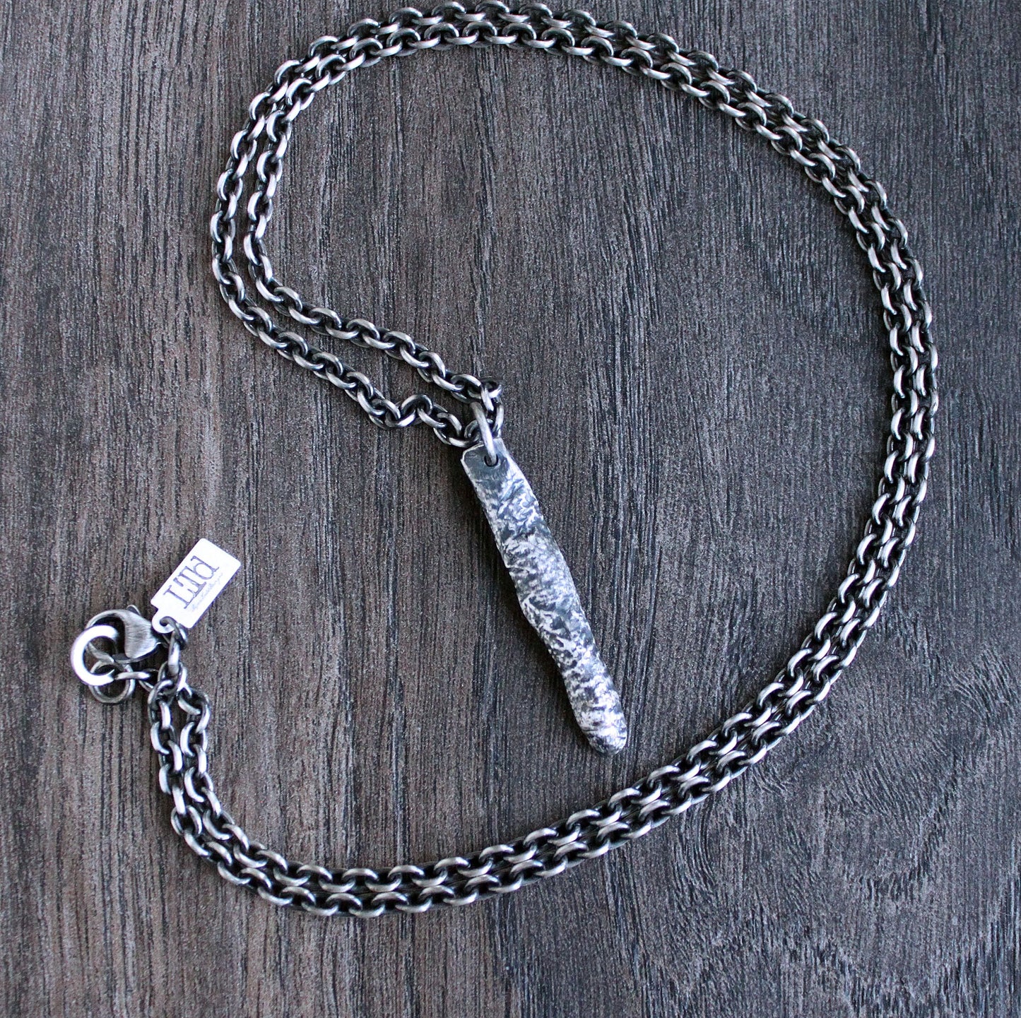 men's long silver pendant necklace