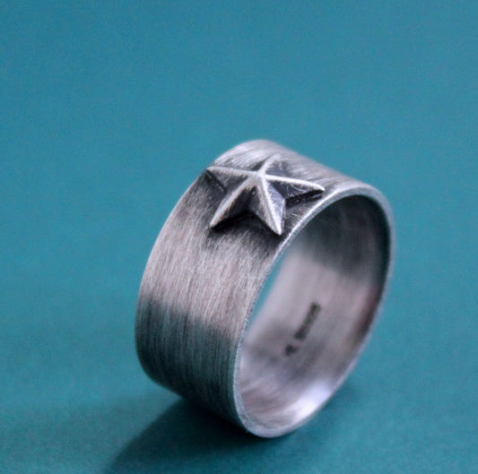 men's wide band star ring