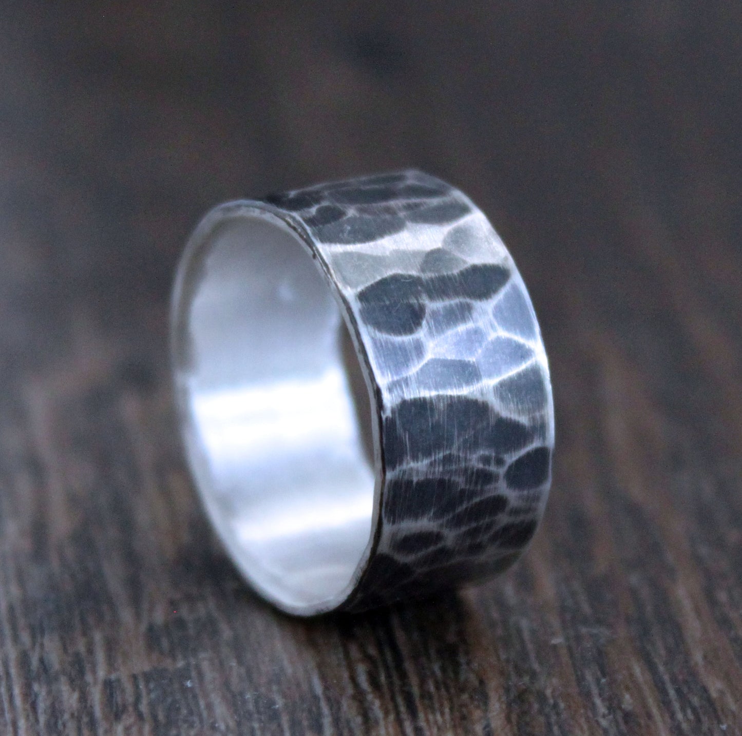Hammered Wide Band Ring, Size 10