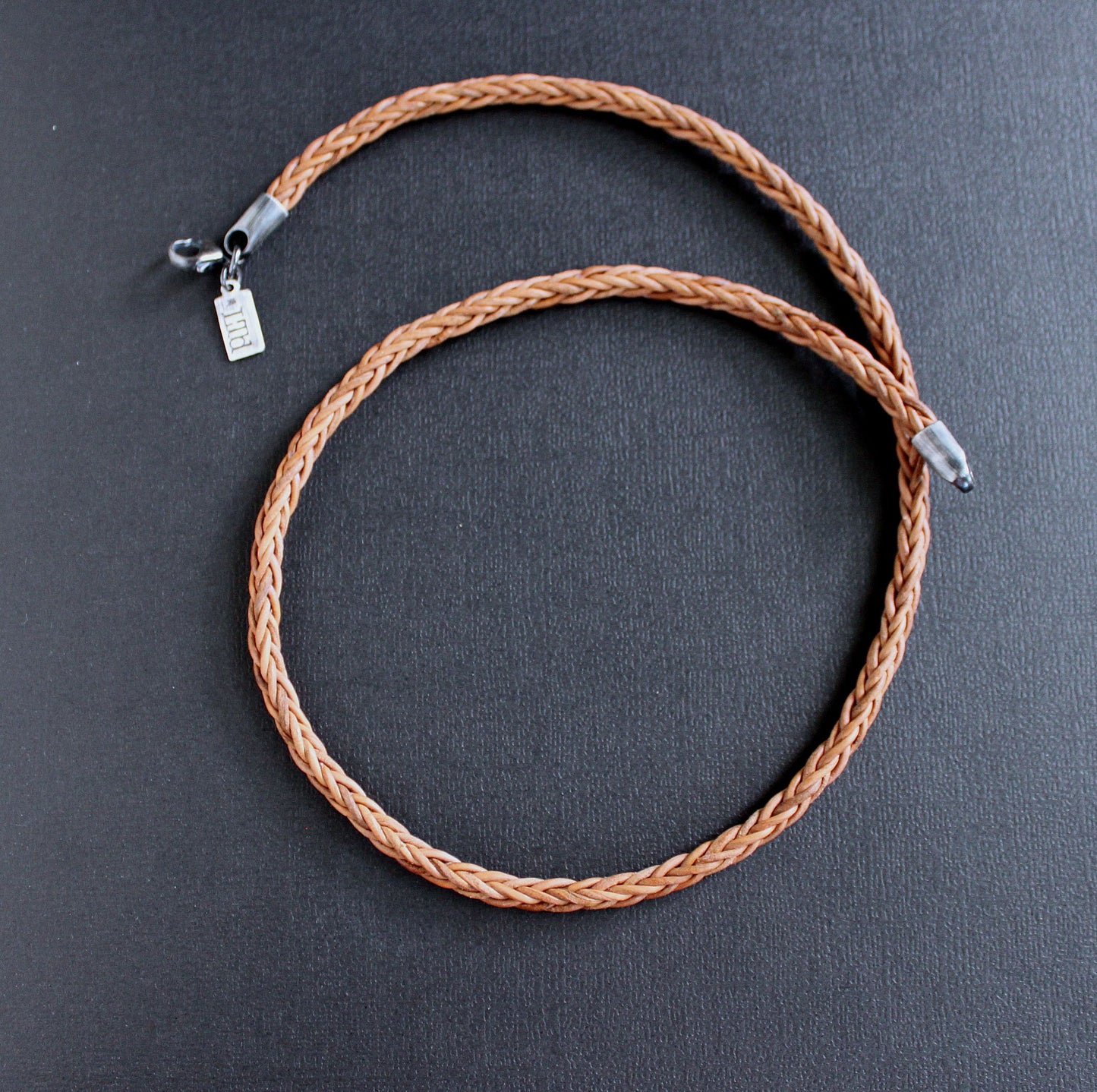 Square Braid Light Brown Leather Necklace