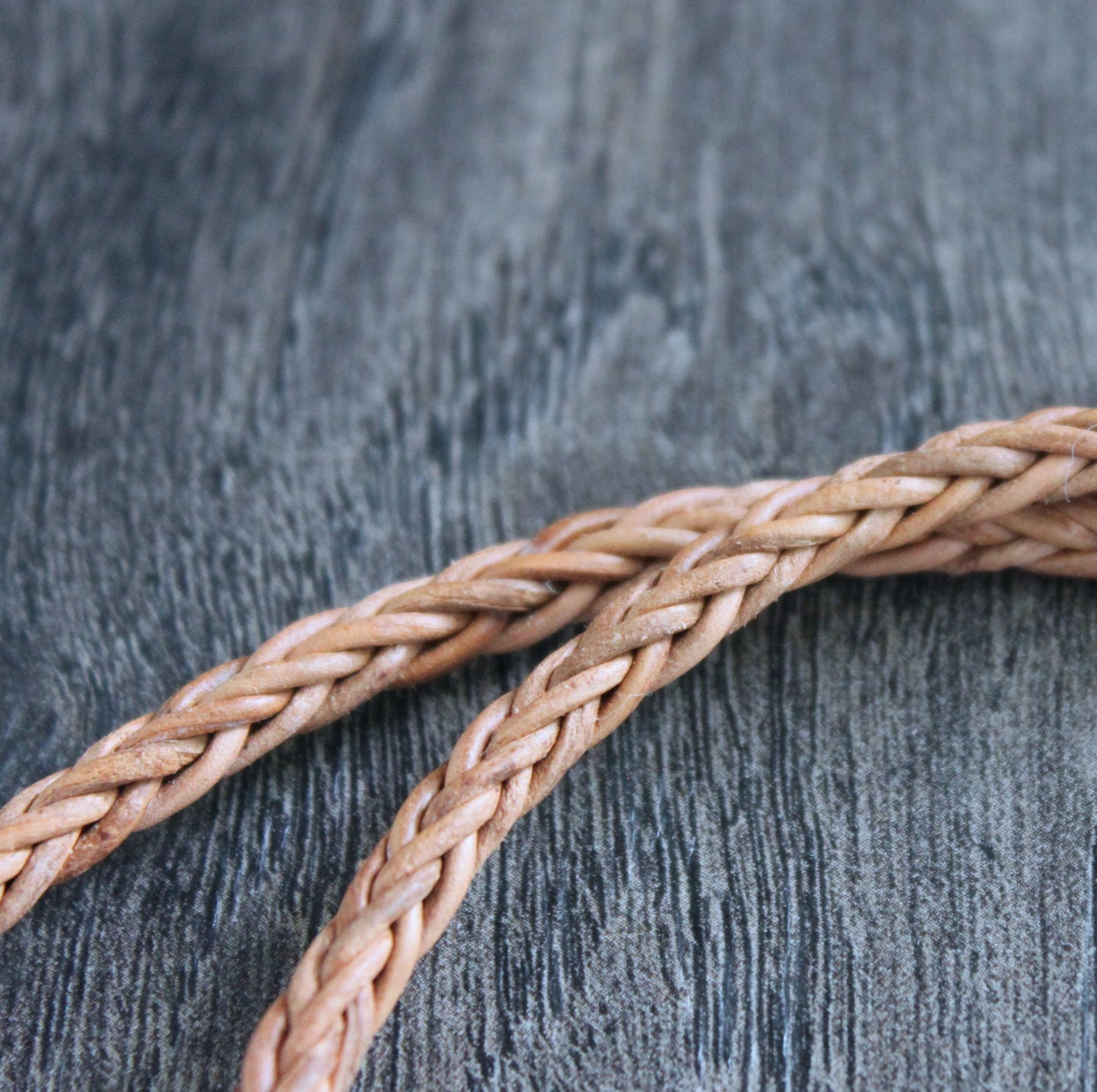 Square Braid Light Brown Leather Necklace