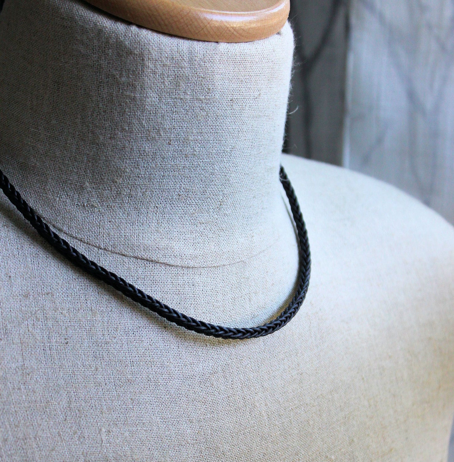 men's 4mm leather braid necklace