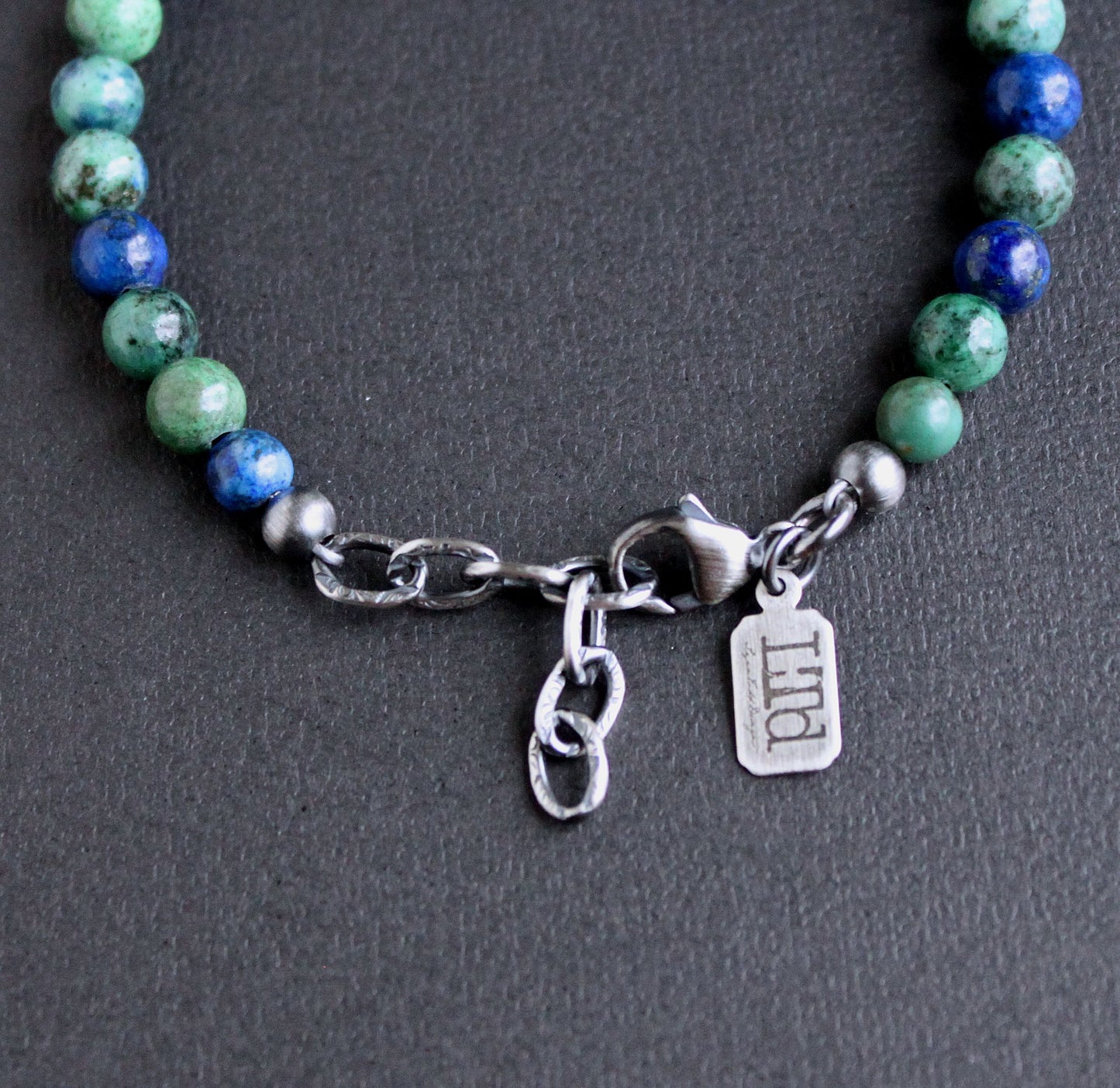 men's adjustable stone bead bracelet
