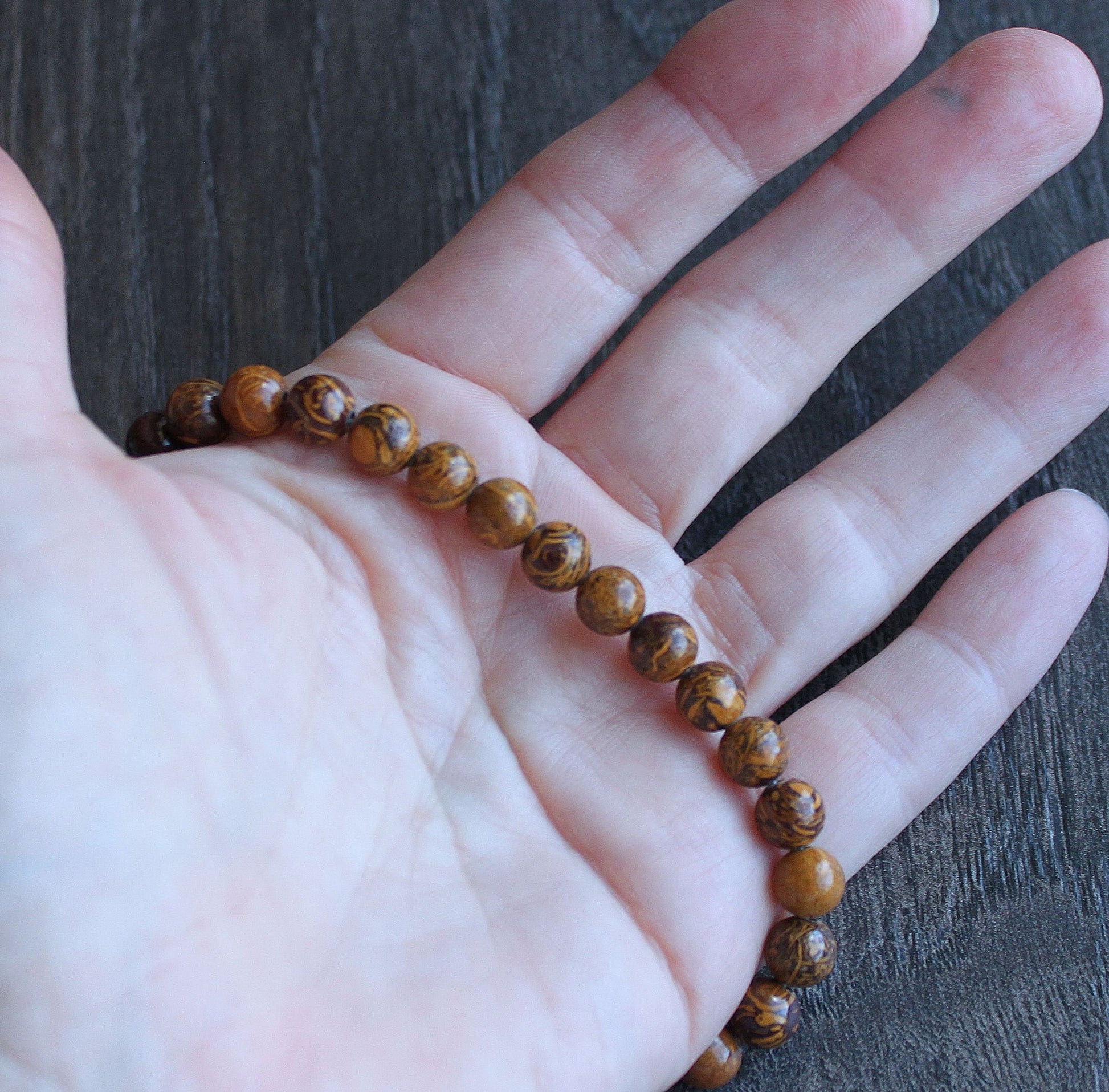 6mm brown gemstone bead bracelet