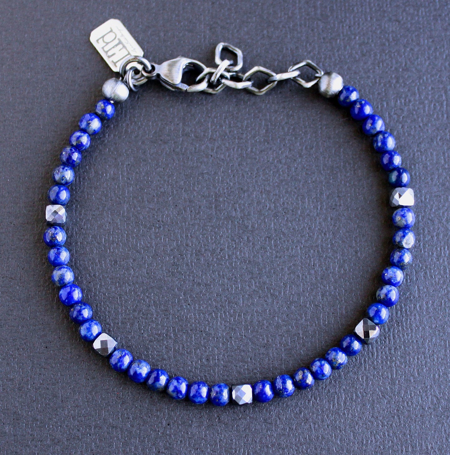 Men's 4mm Lapis Bead Bracelet