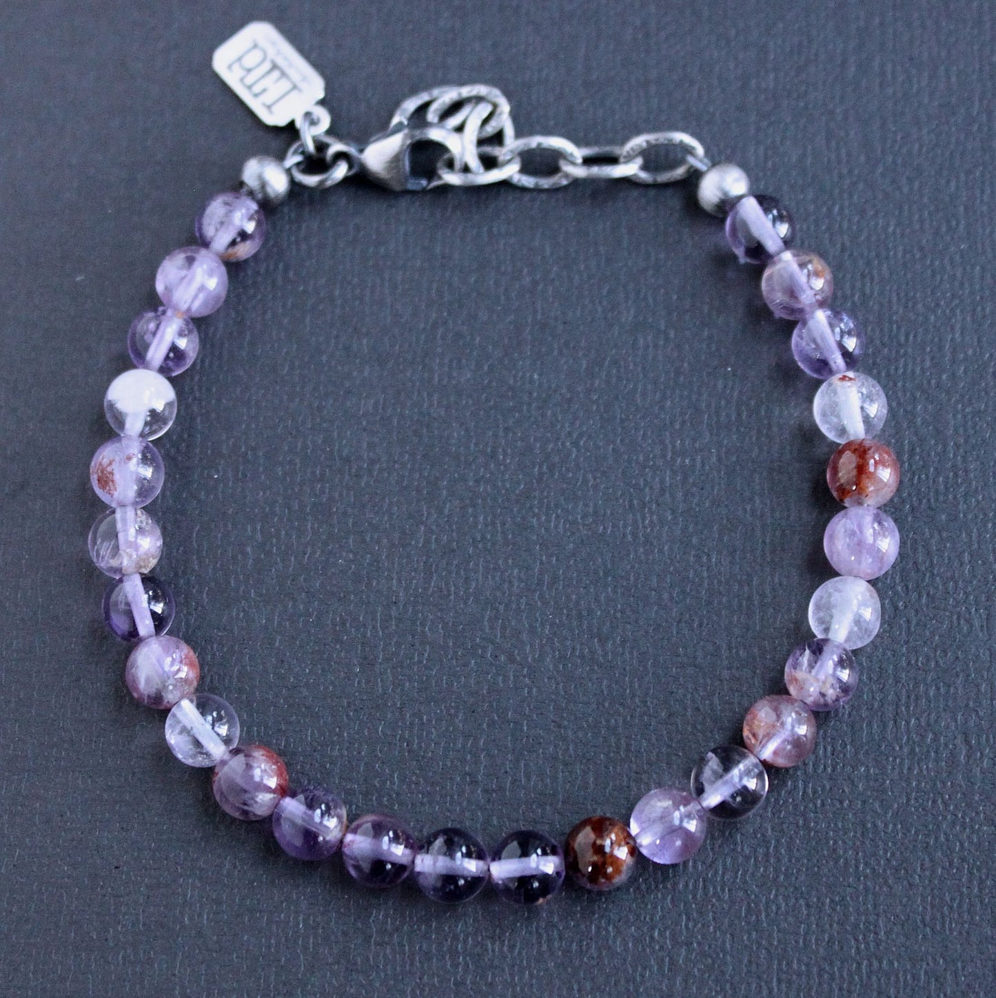 men's purple bead adjustable bracelet
