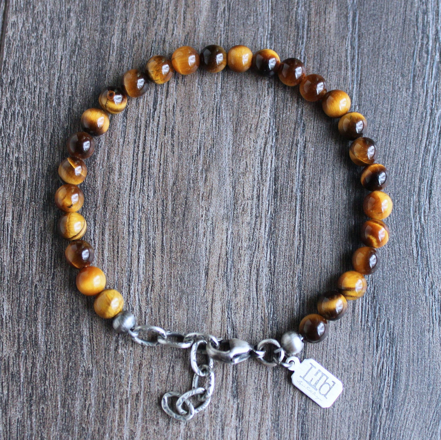 men's adjustable Tiger Eye bead bracelet