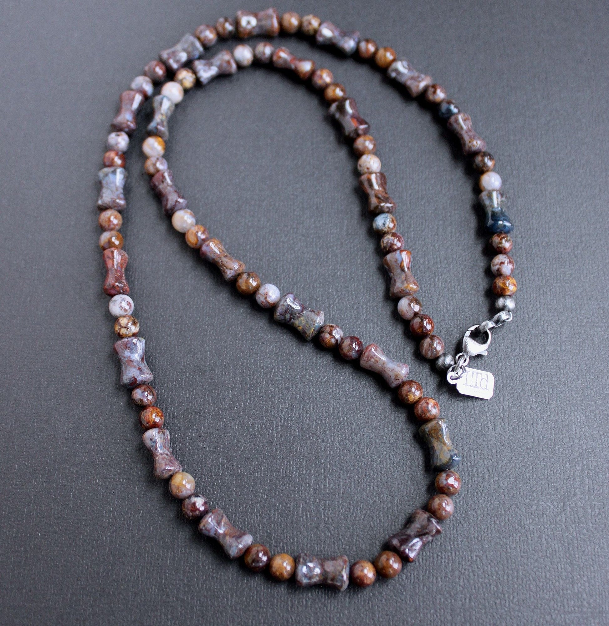 men's colorful natural bead necklace