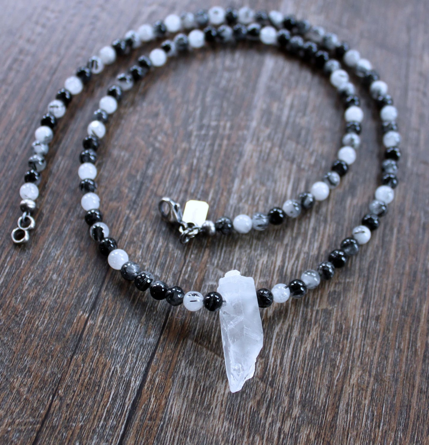 men's rough quartz bead necklace