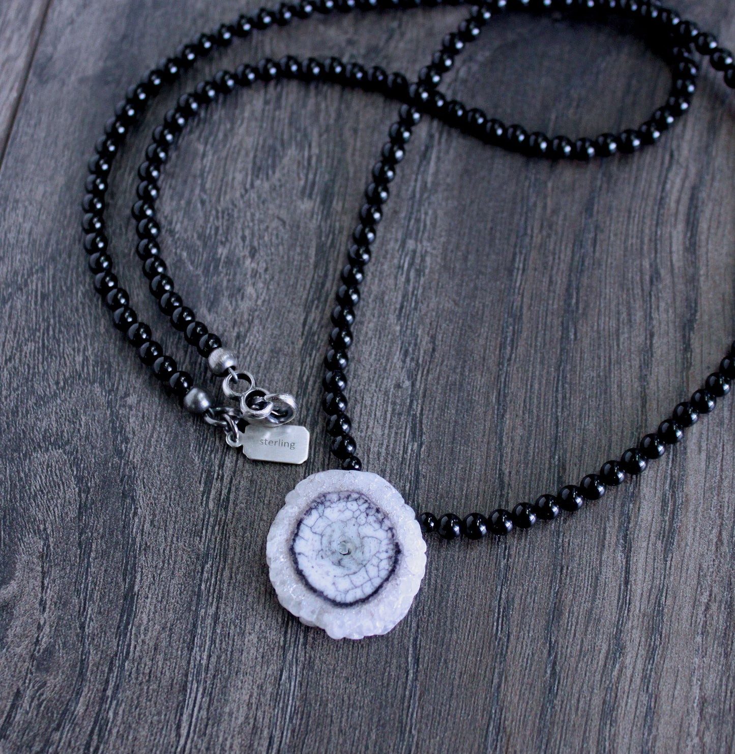 Solar Quartz, Onyx Gemstone Necklace