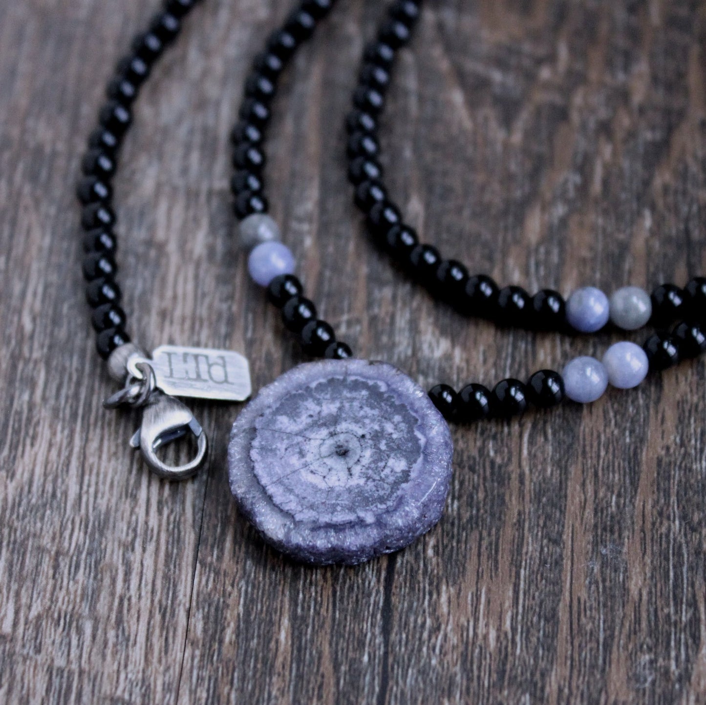 Solar Quartz Onyx Tanzanite Bead Necklace