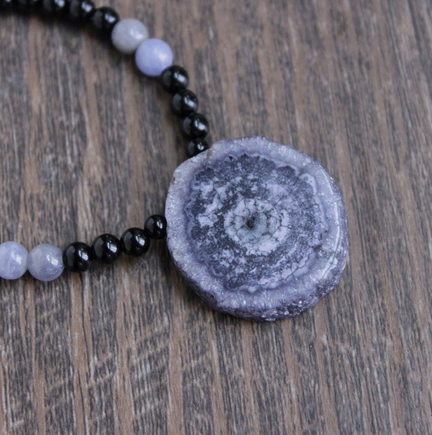 Solar Quartz Onyx Tanzanite Bead Necklace