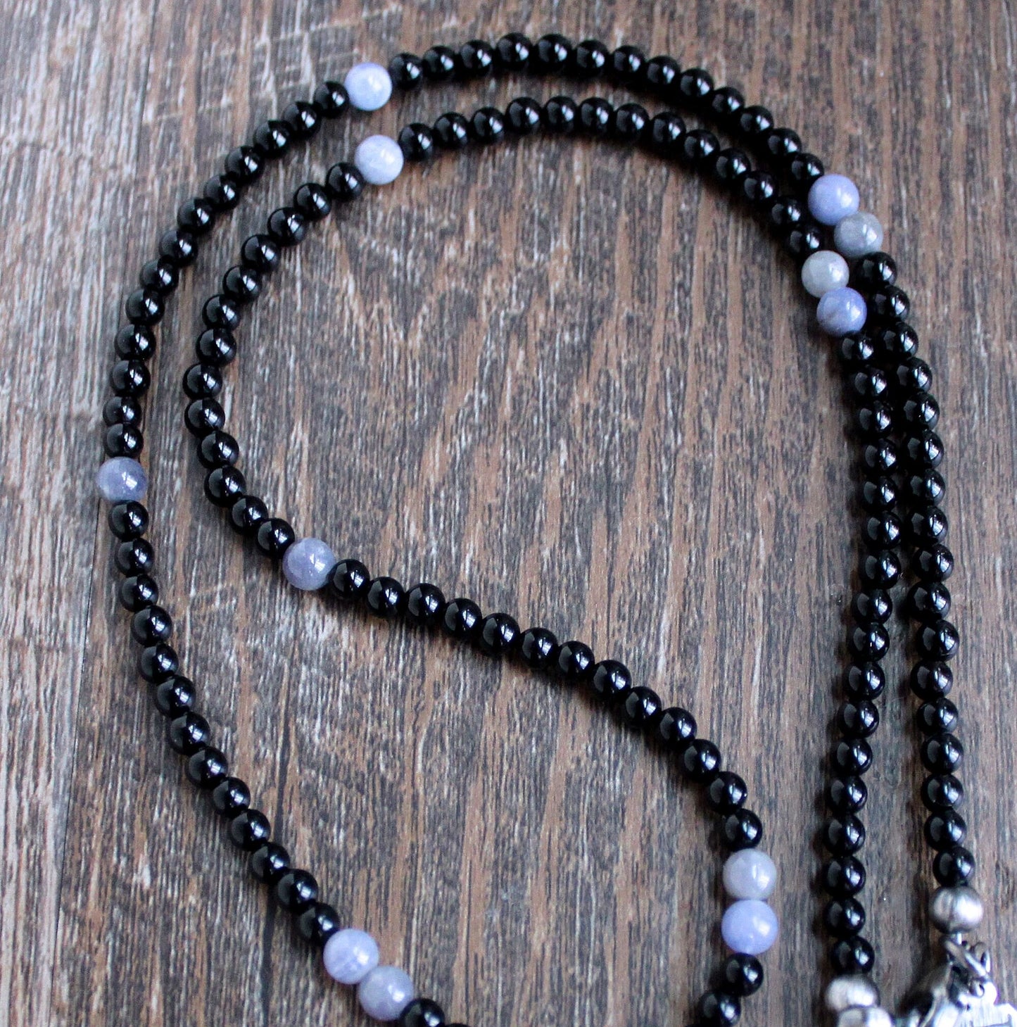 Solar Quartz Onyx Tanzanite Bead Necklace