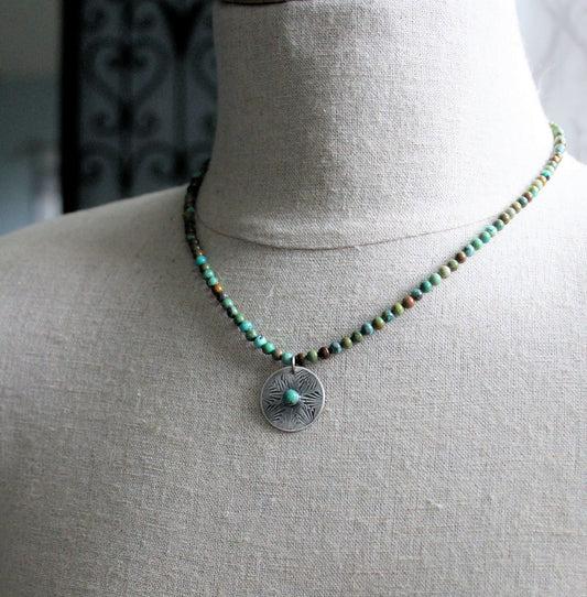 men's 20 inch turquoise bead necklace