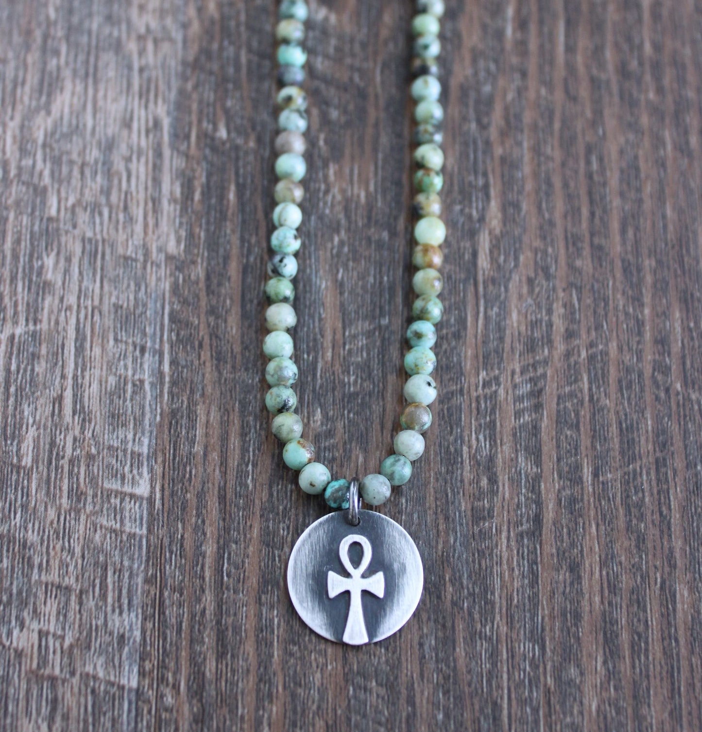 african turquoise ankh pendant necklace