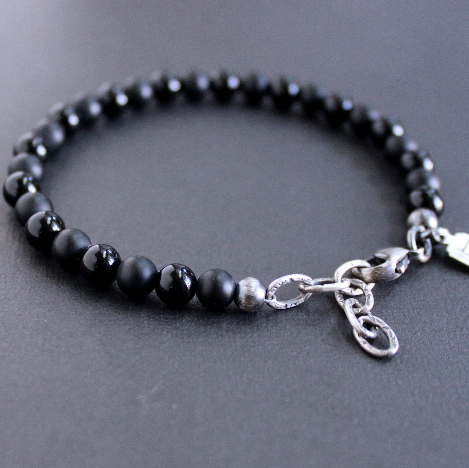 men's 6mm black bead bracelet