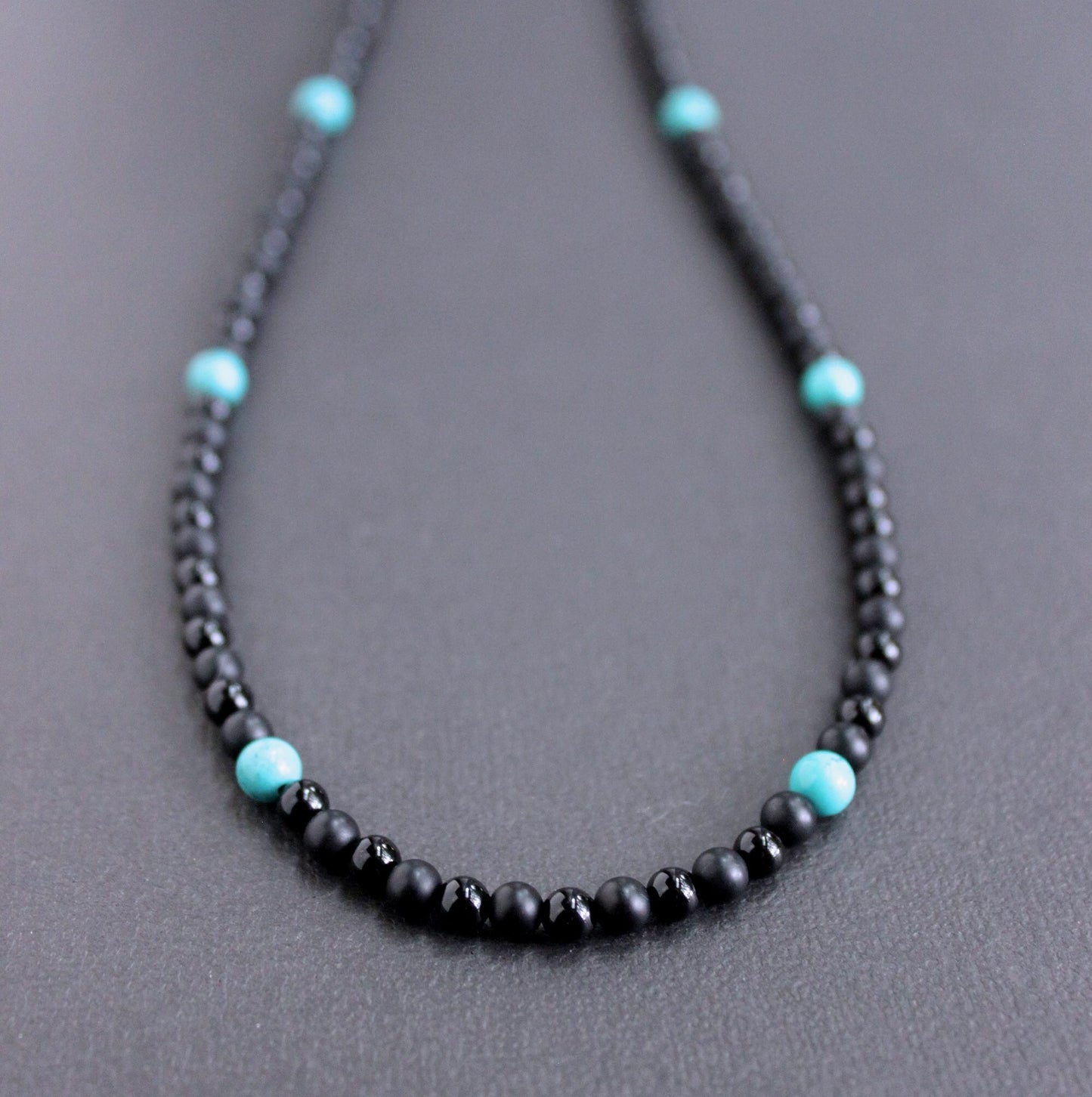 Black Onyx and Turquoise Bead Necklace