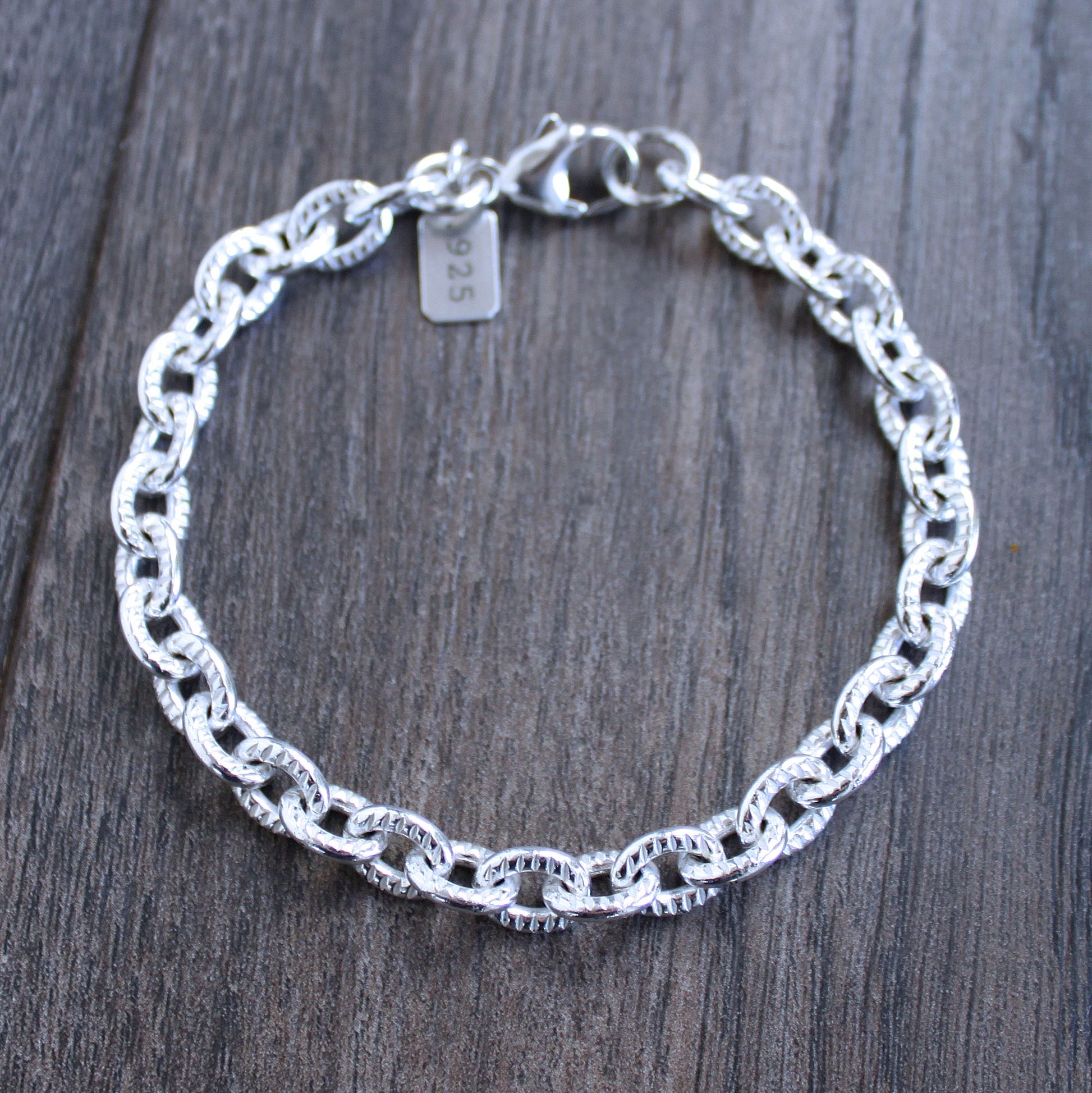 men's thick sterling silver chain bracelet