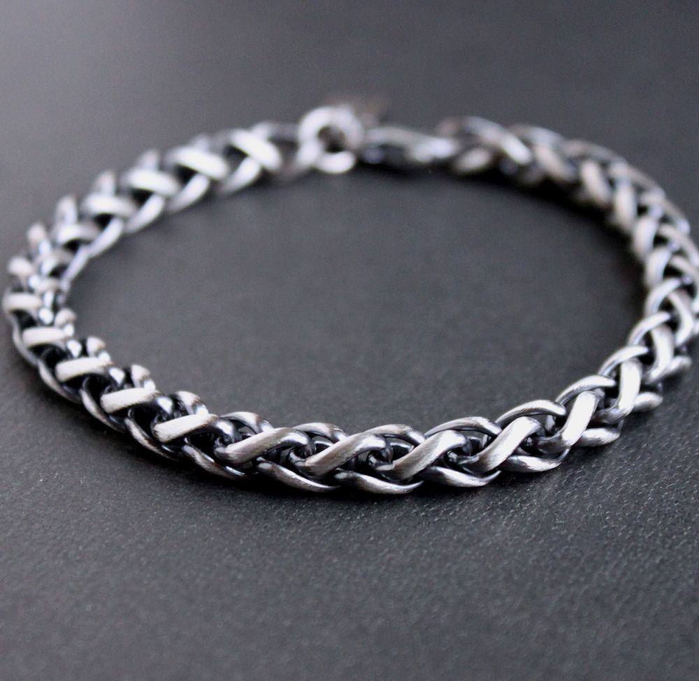 men's heavy silver wheat chain