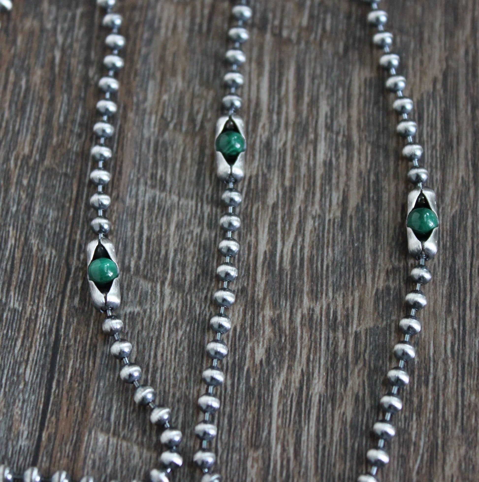 Green Bead Ball Chain Necklace