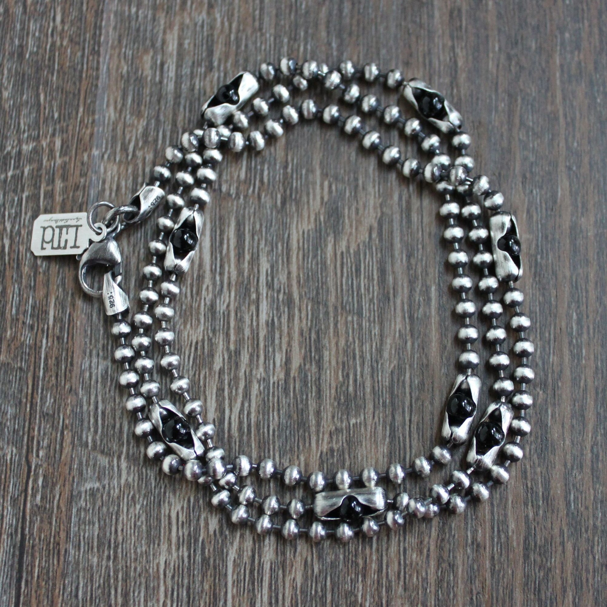 Sterling Silver Bead Chain with Onyx