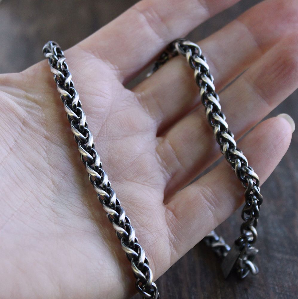 5mm oxidized silver wheat chain