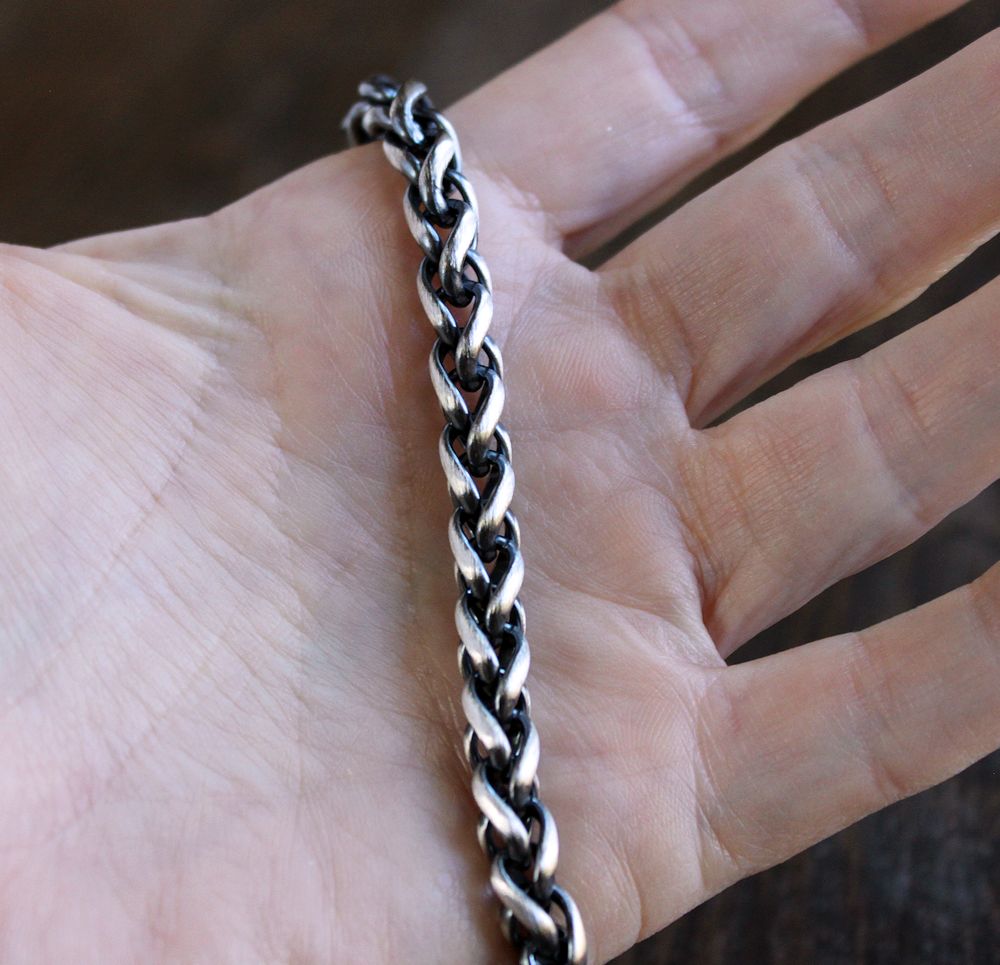 6mm oxidized silver wheat chain