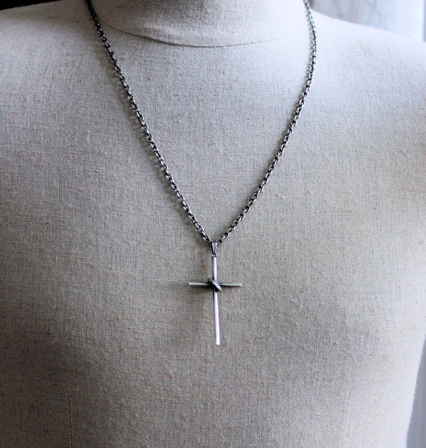 Silver Cross Pendant with Hoop