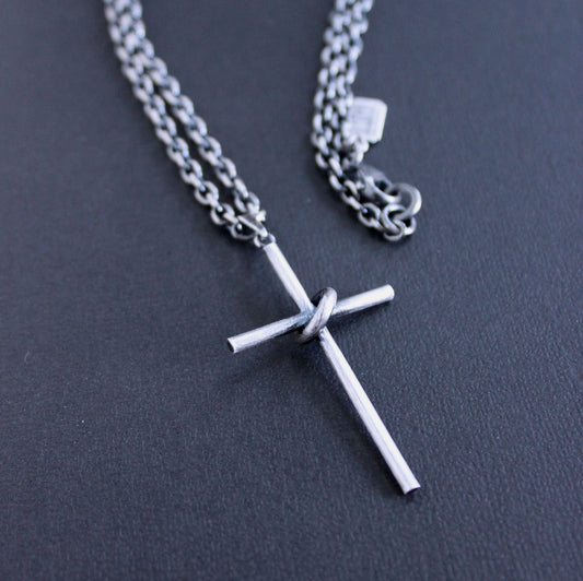 Silver Cross Pendant with Hoop