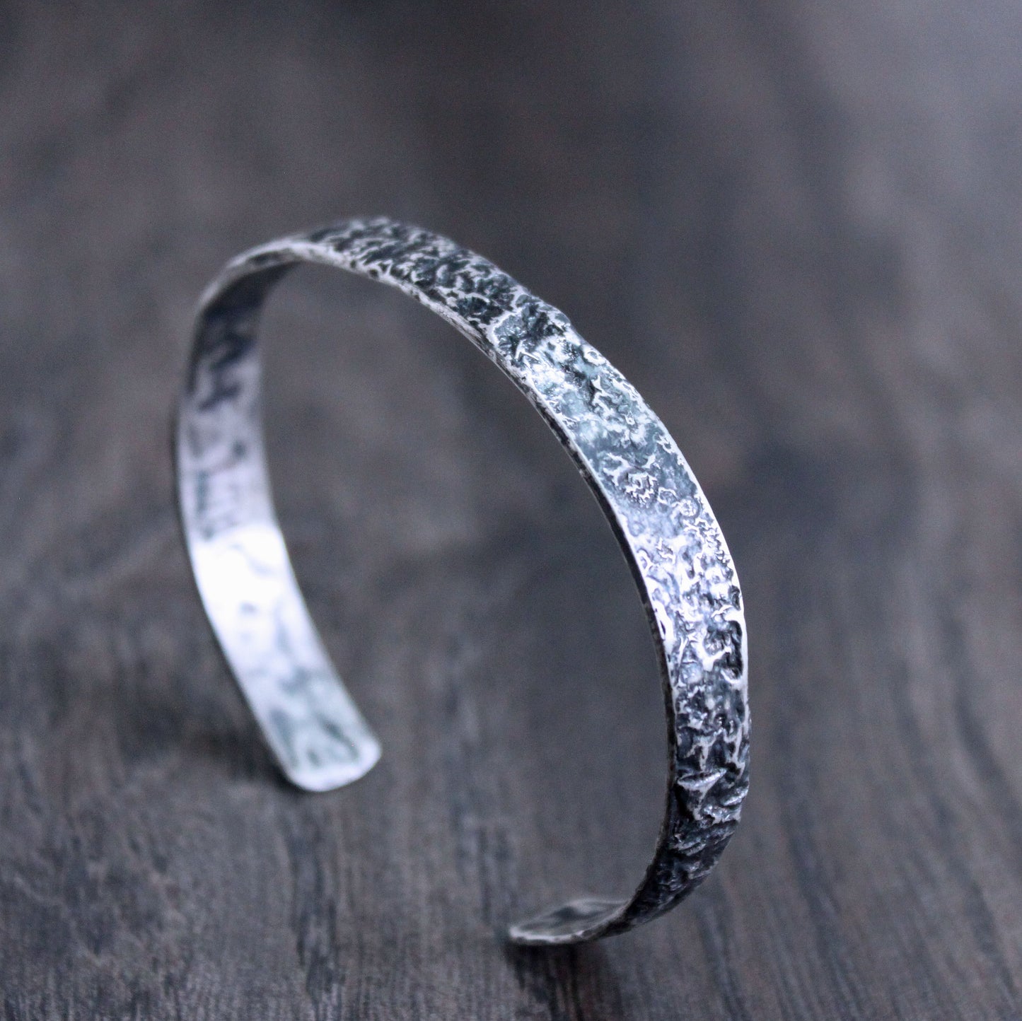 Men's rustic silver cuff