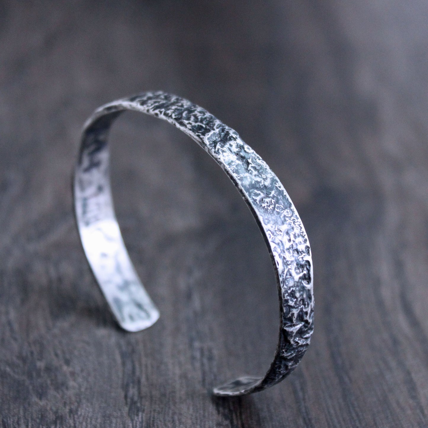 Men's rustic silver cuff 