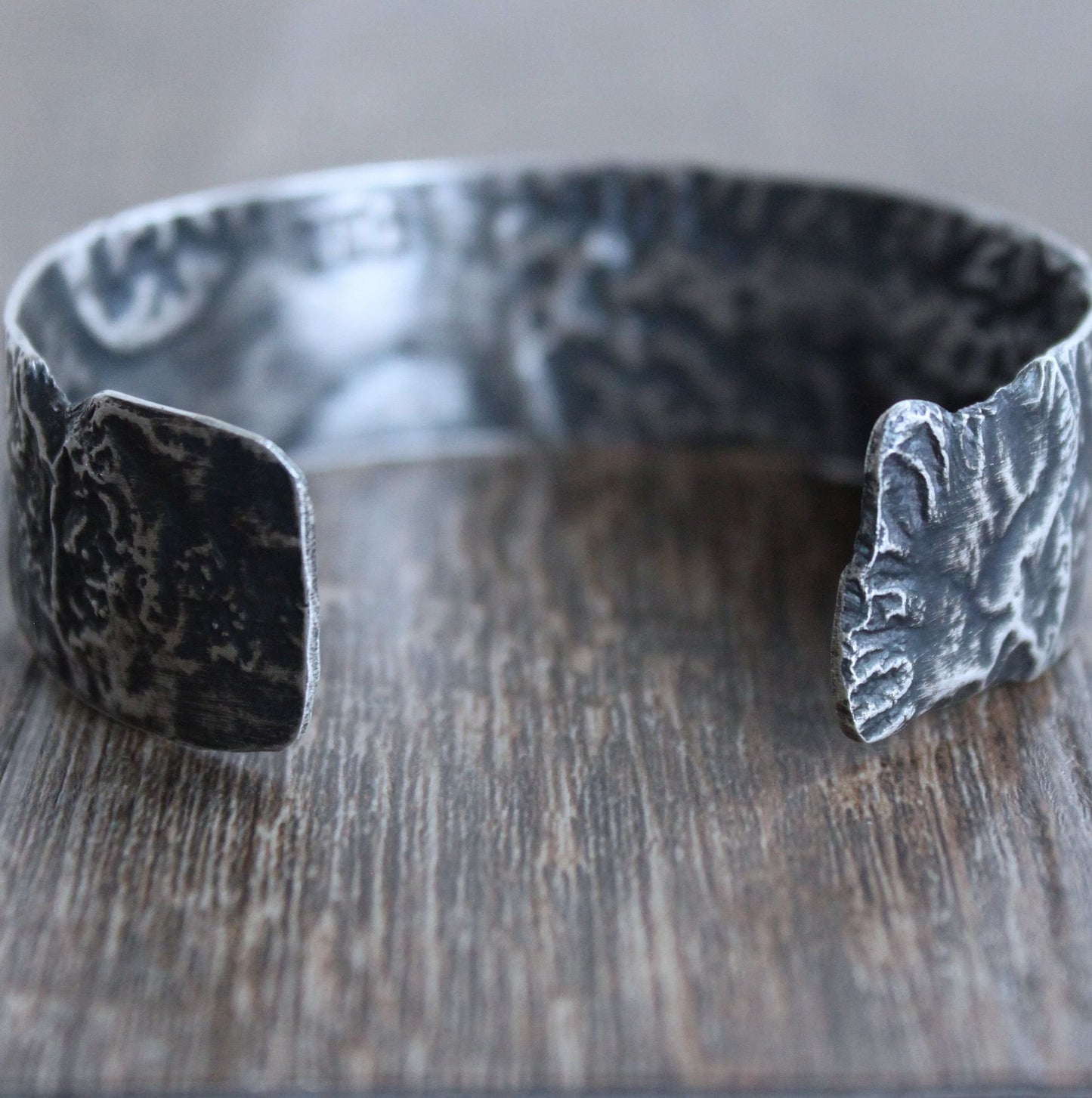 men's wide rustic silver cuff