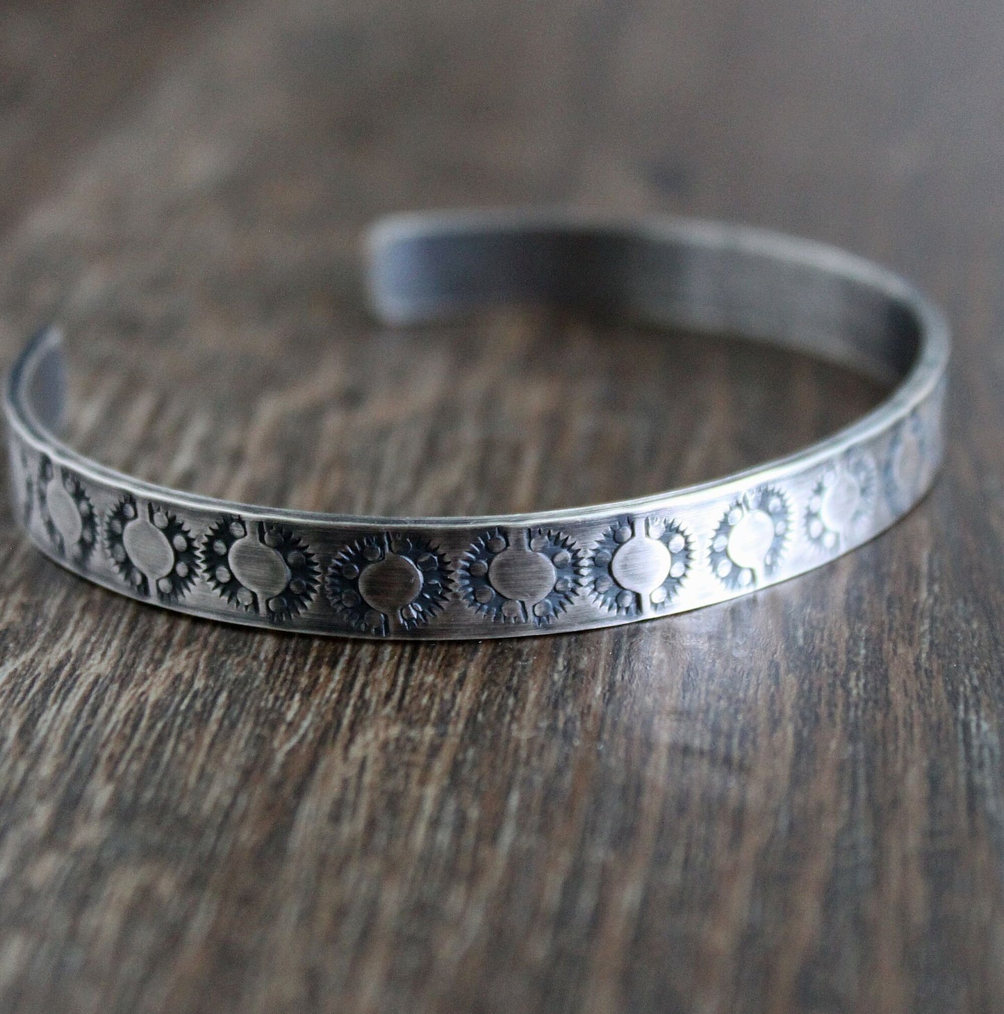 men's rustic stamped cuff bracelet