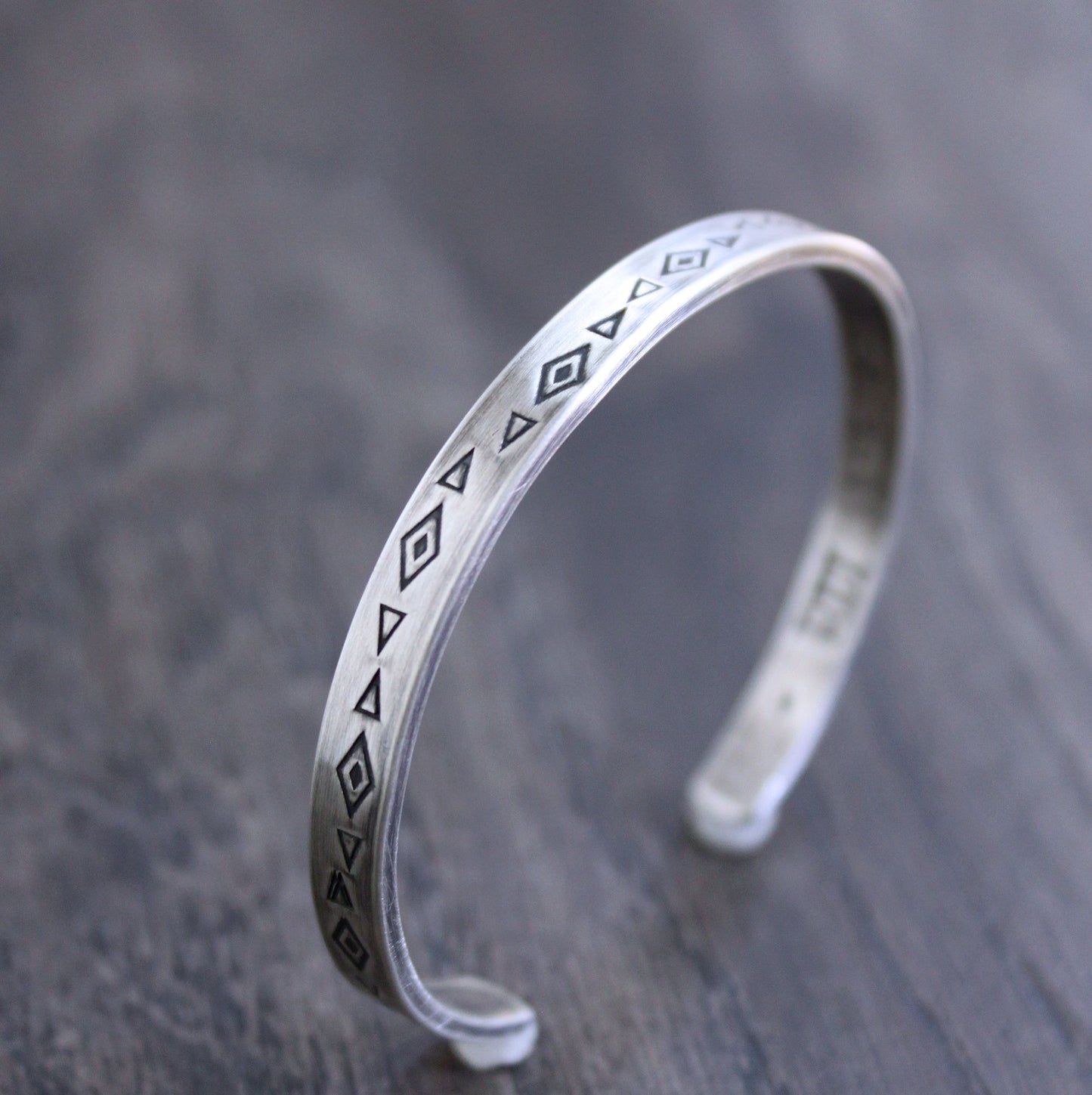 men's silver stamped cuff bracelet